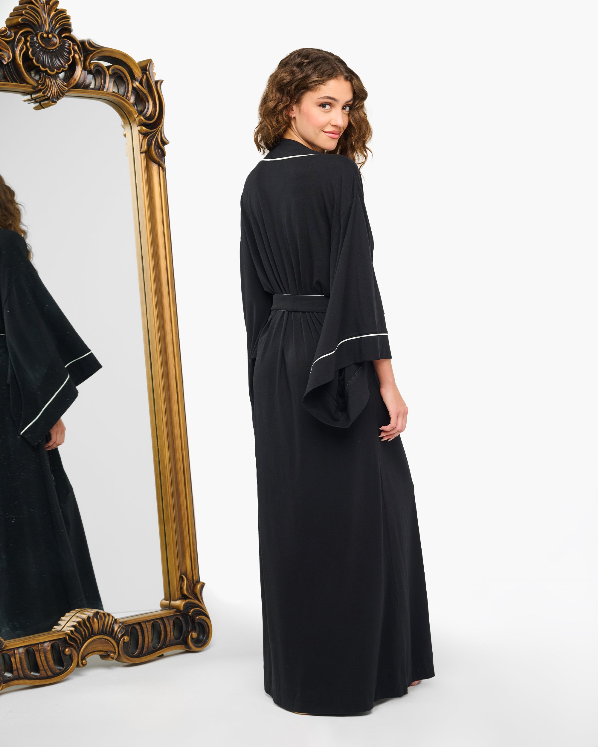 Black Kaftan Kimono - Pima Lusso Kimono Robe