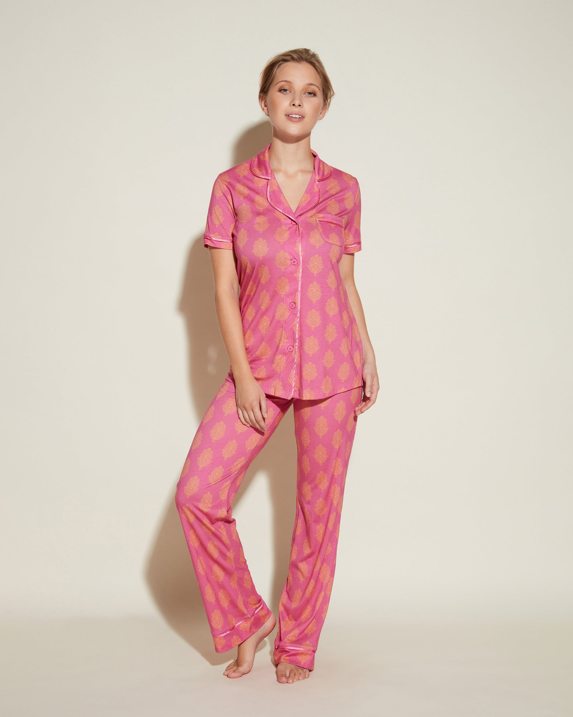 Cosabella, Bella Printed Short Sleeve Top & Pant Pajama Set