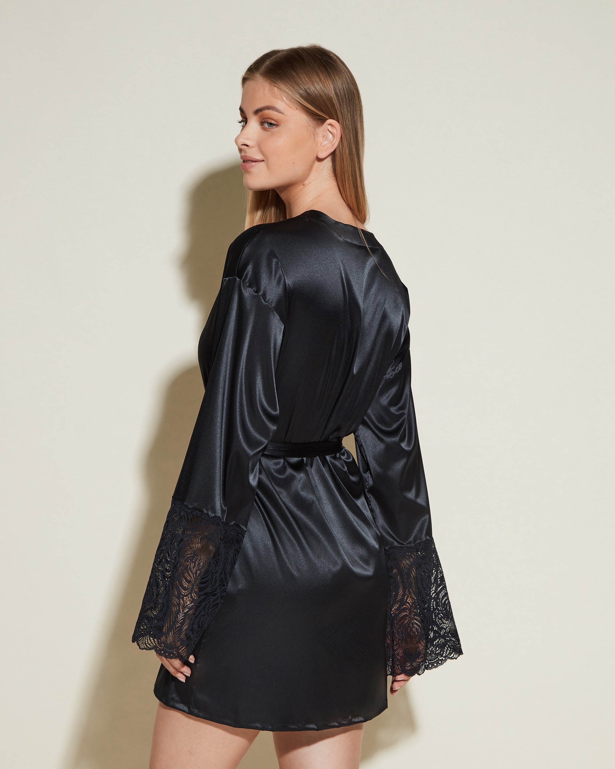 Cosabella Sicilia Short Robe in Black FINAL SALE (30% Off) - Busted Bra Shop