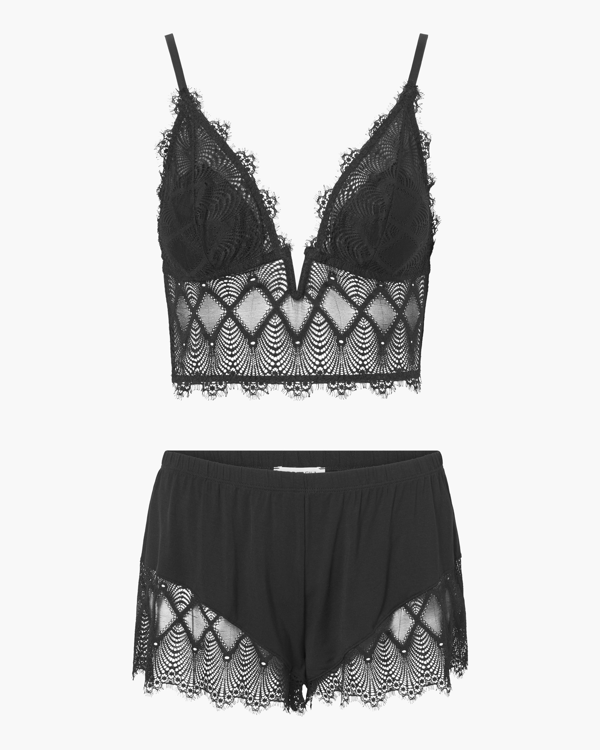 Schwarz Set - Allure Sleep Cami & Boxer