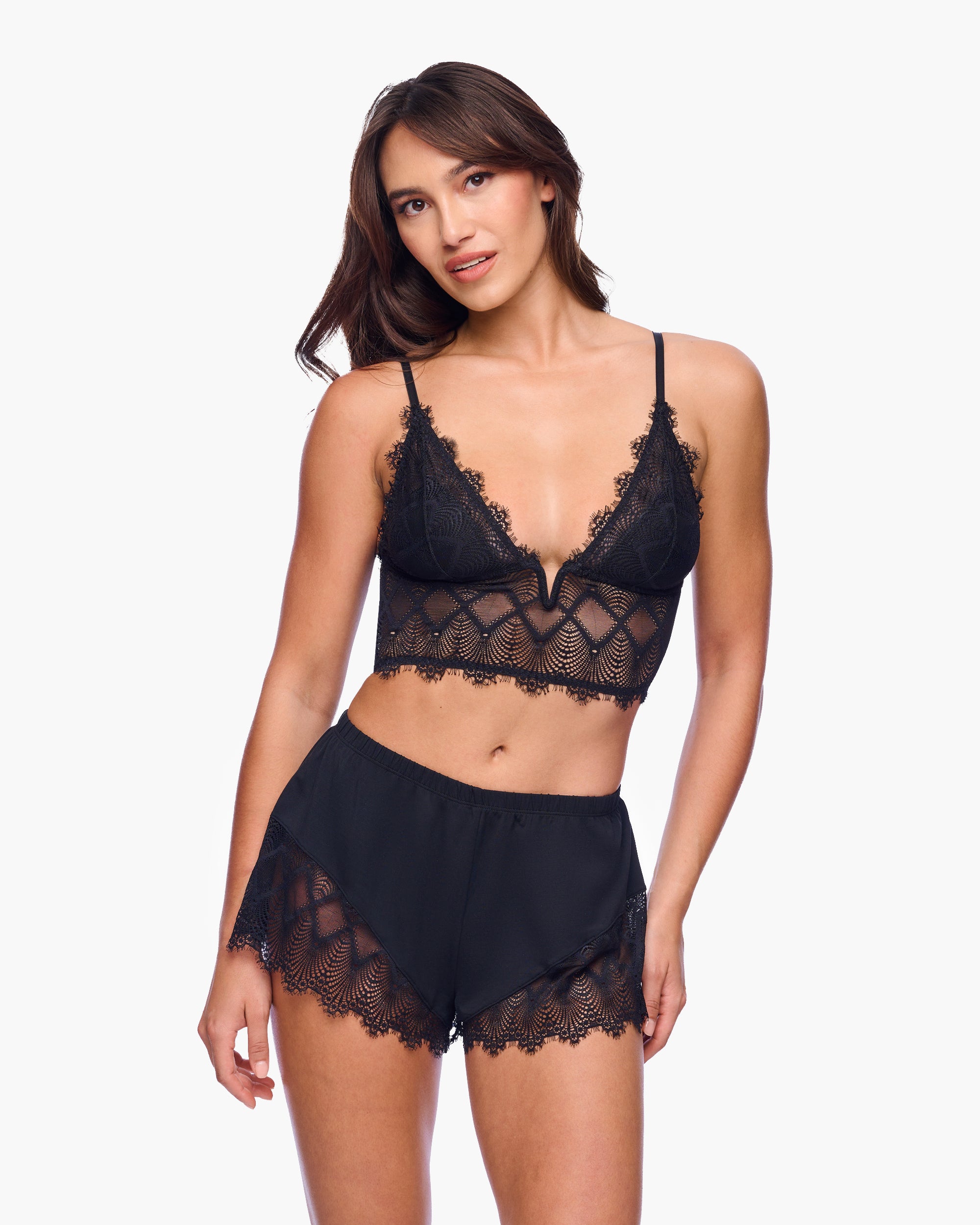 Negro Conjuntos - Allure Sleep Camiseta Y Shorts