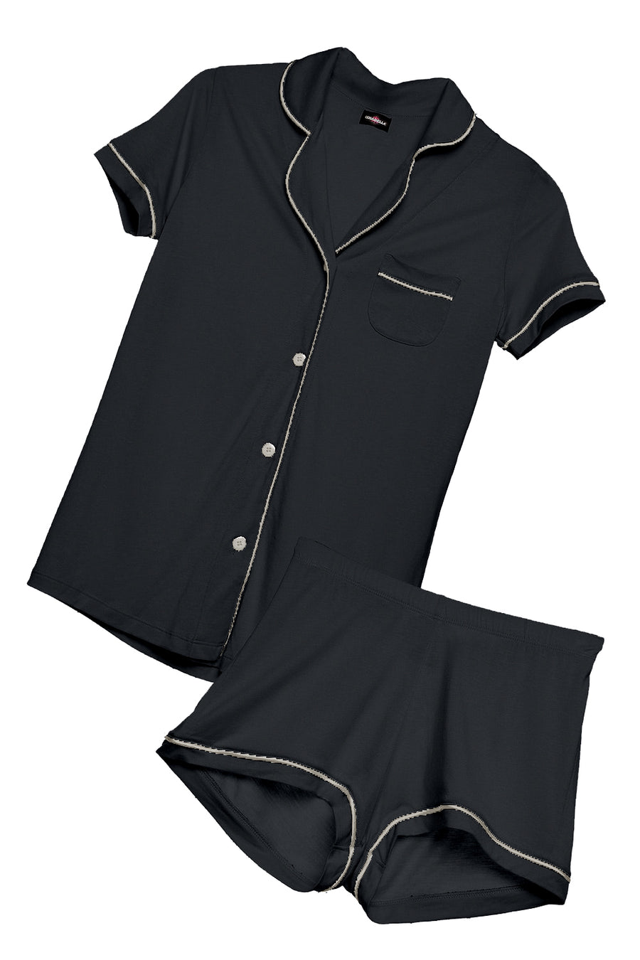 Schwarz Set - Bella Pyjama Mit Kurzärmligem Oberteil Und Shorts