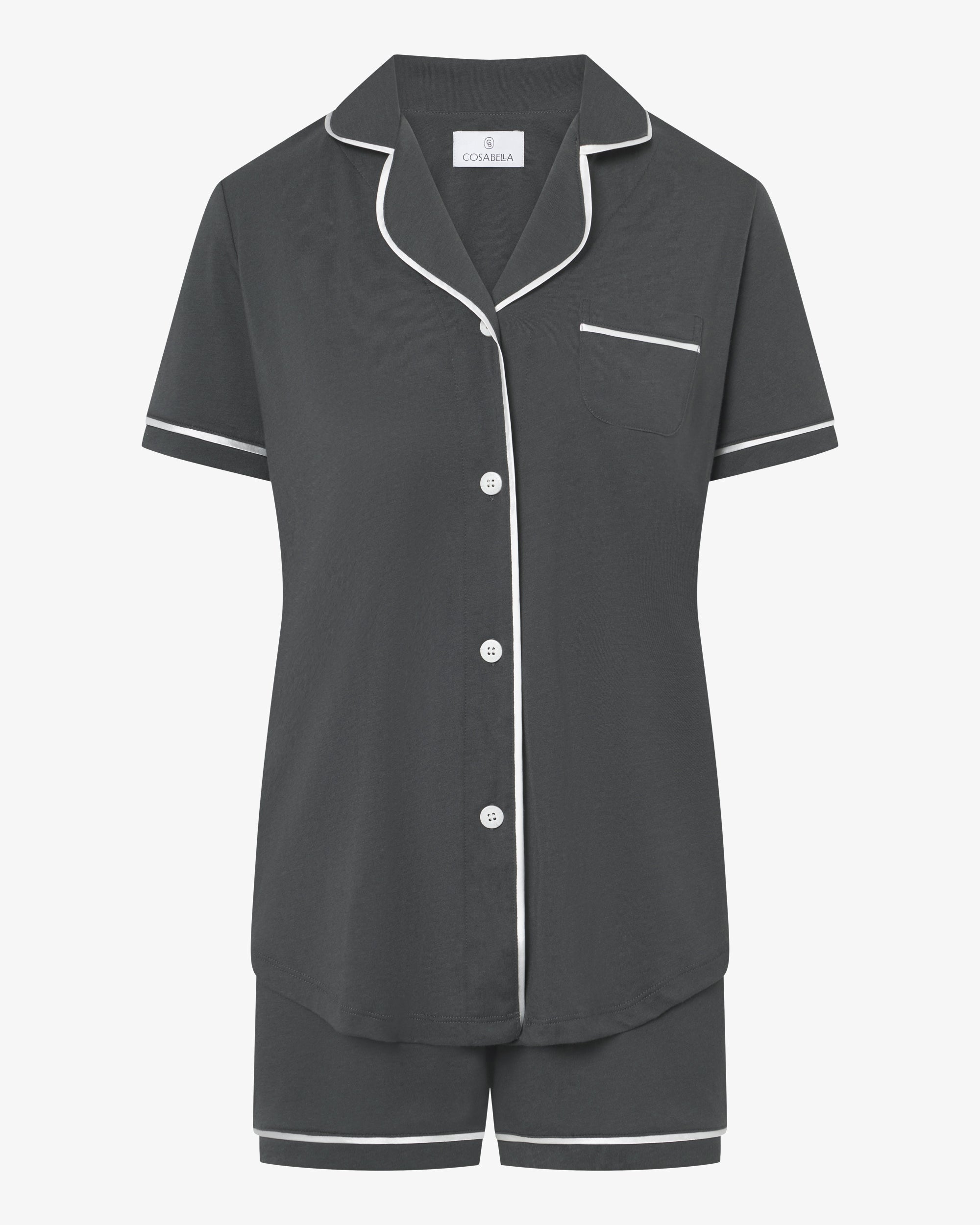 Gris Conjuntos - Bella Conjunto De Pijama Con Camisa De Manga Corta Y Pantalones Cortos