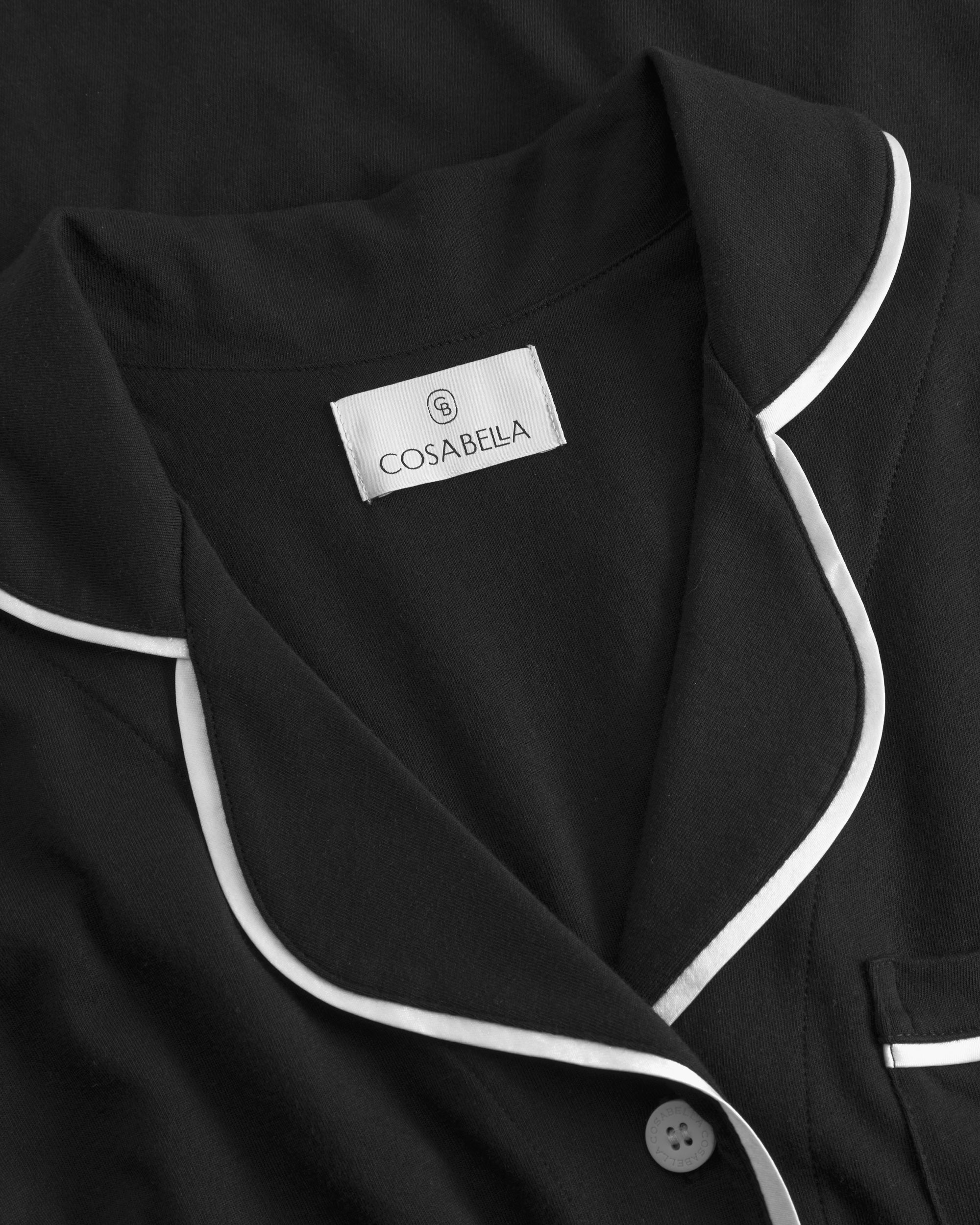 Black Set - Bella Short Sleeve Top & Boxer Pajama Set