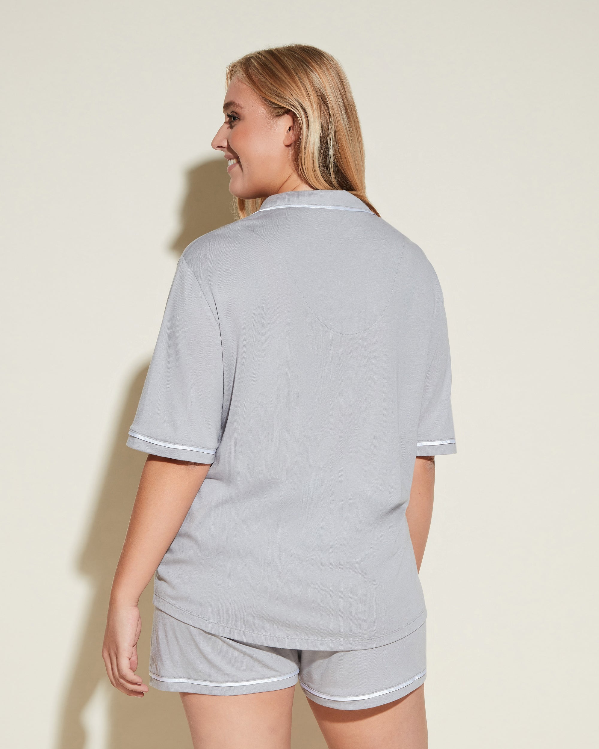Gray Set - Bella Short Sleeve Top & Boxer Pajama Set