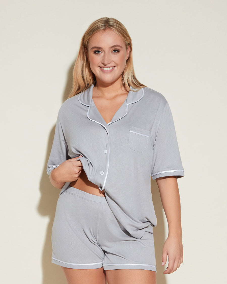 Gray Set - Bella Short Sleeve Top & Boxer Pajama Set