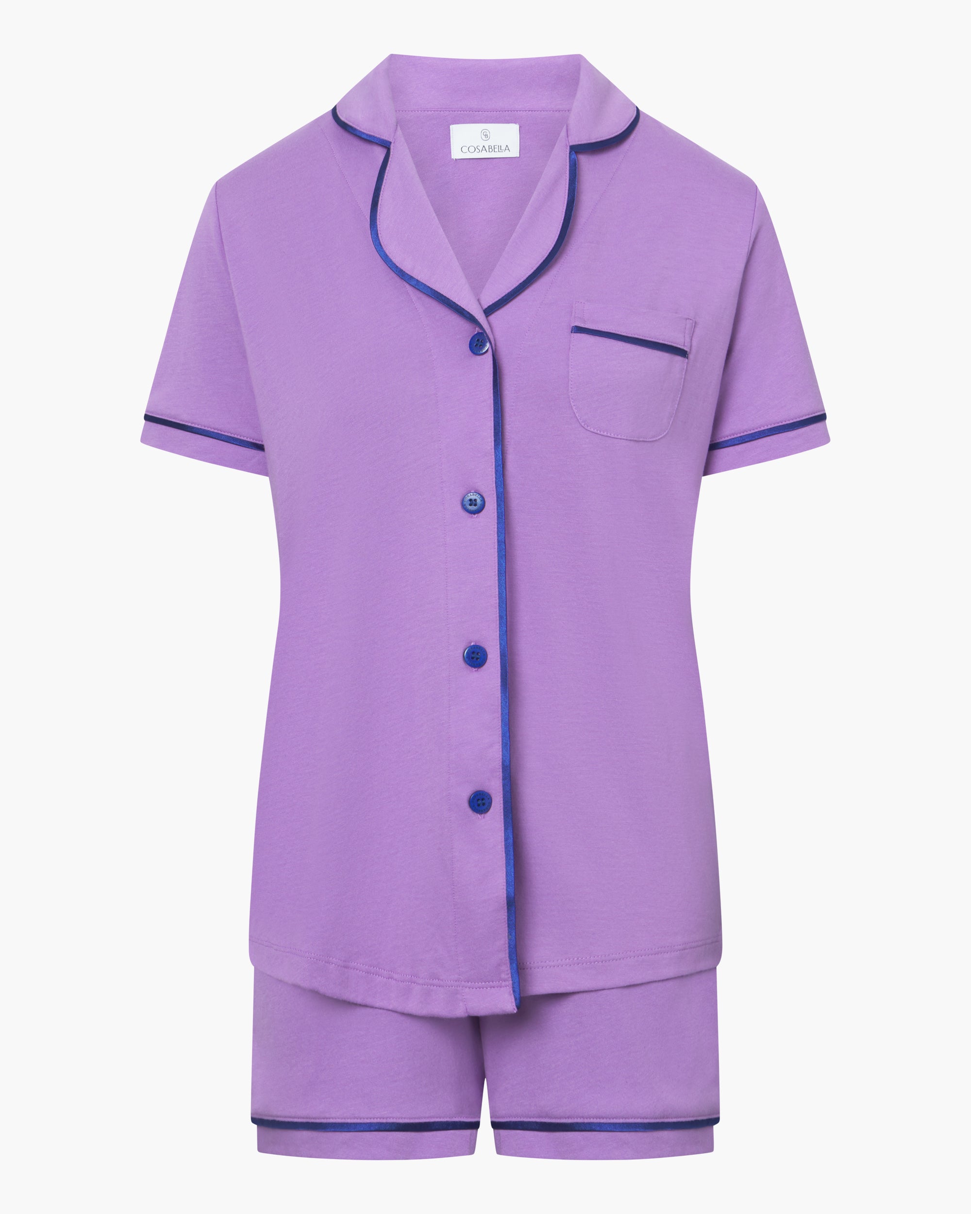 Lila Set - Bella Kurzärmeliges Top & Boxer Pyjama-Set