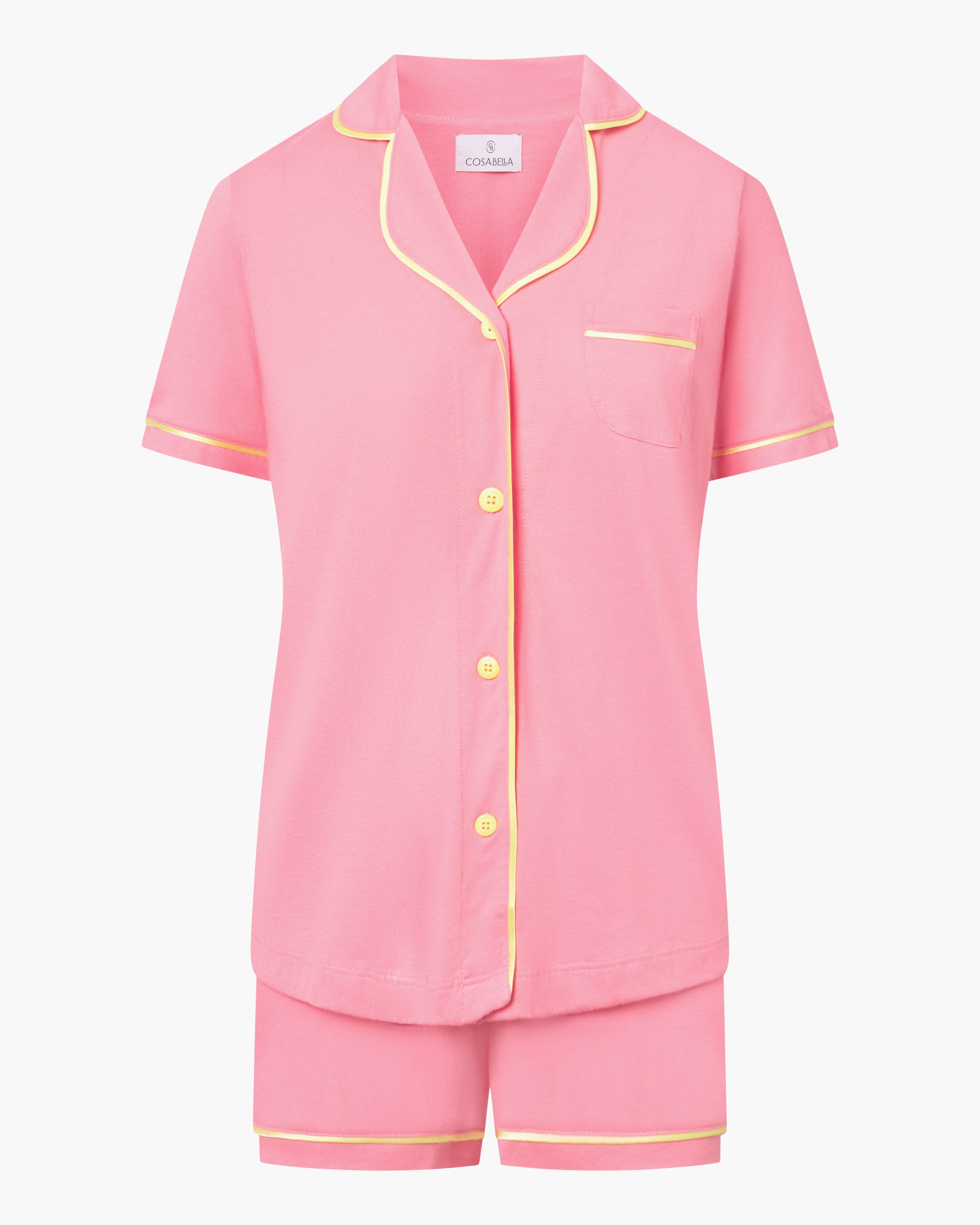 Pink Set - Bella Short Sleeve Top & Boxer Pajama Set