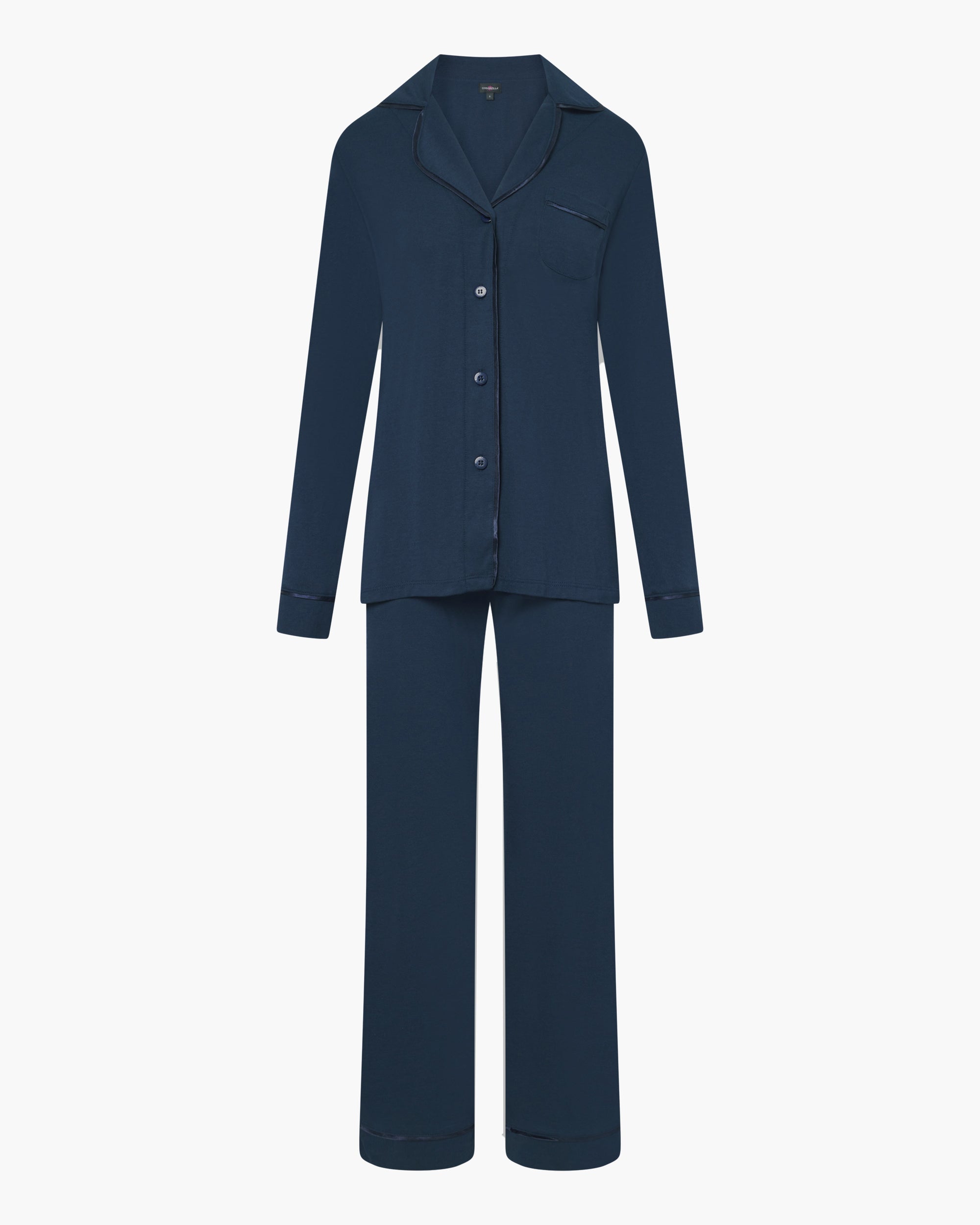 Blau Set - Bella Langärmeliges Top & Boxer Pyjama-Set