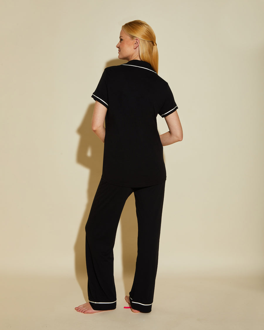 Black Set - Bella Short Sleeve Top & Pant Pajama Set