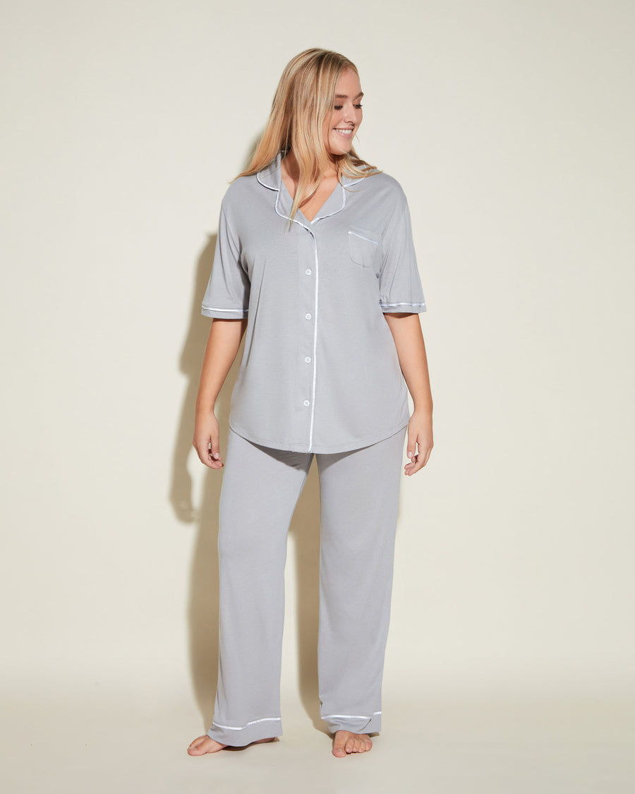 Grau Set - Bella Kurzärmeliges Top & Hose Pyjama-Set