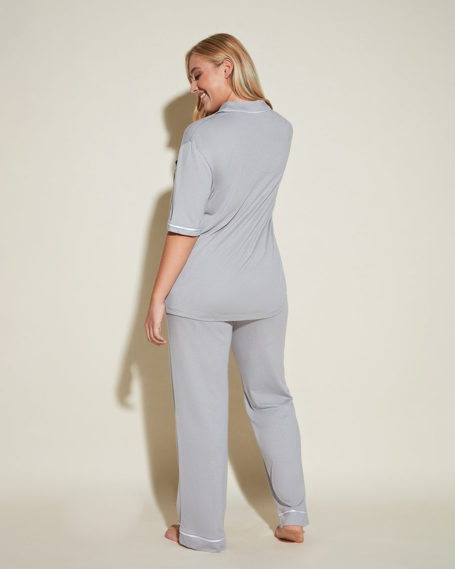 Grau Set - Bella Kurzärmeliges Top & Hose Pyjama-Set