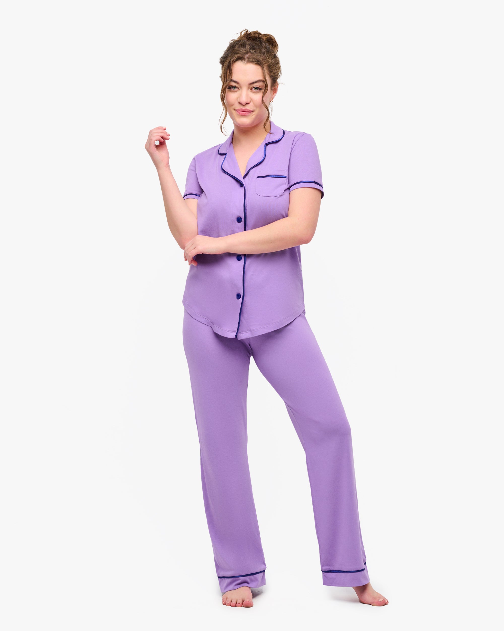 Purple Set - Bella Short Sleeve Top & Pant Pajama Set