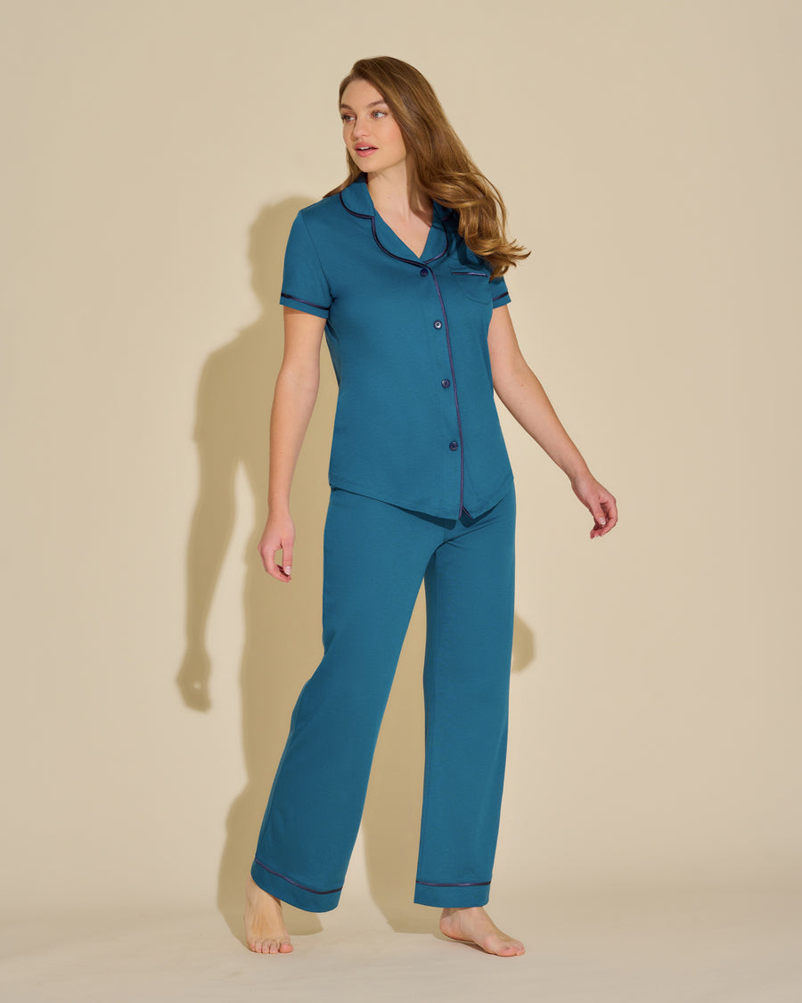 Blue Set - Bella Short Sleeve Top & Pant Pajama Set