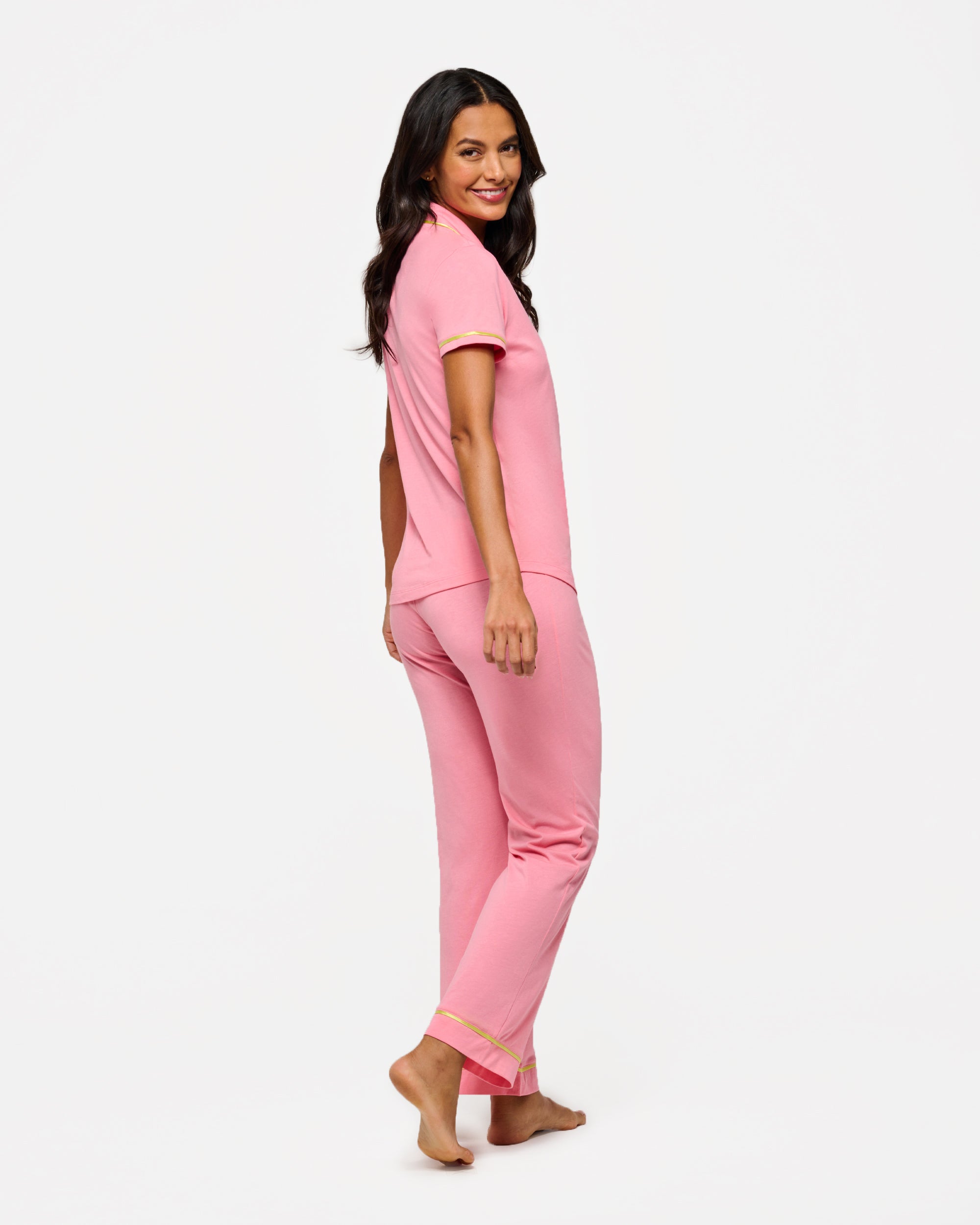 Rosa Set - Bella Kurzärmeliges Top & Hose Pyjama-Set