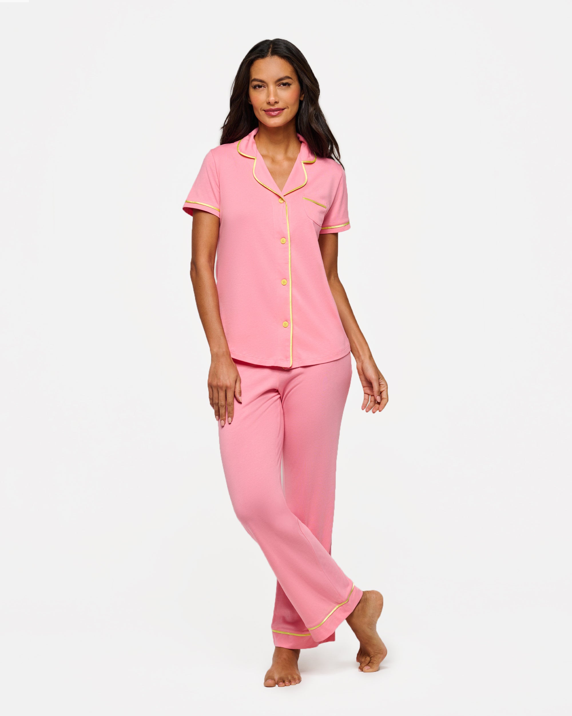 Pink Set - Bella Short Sleeve Top & Pant Pajama Set