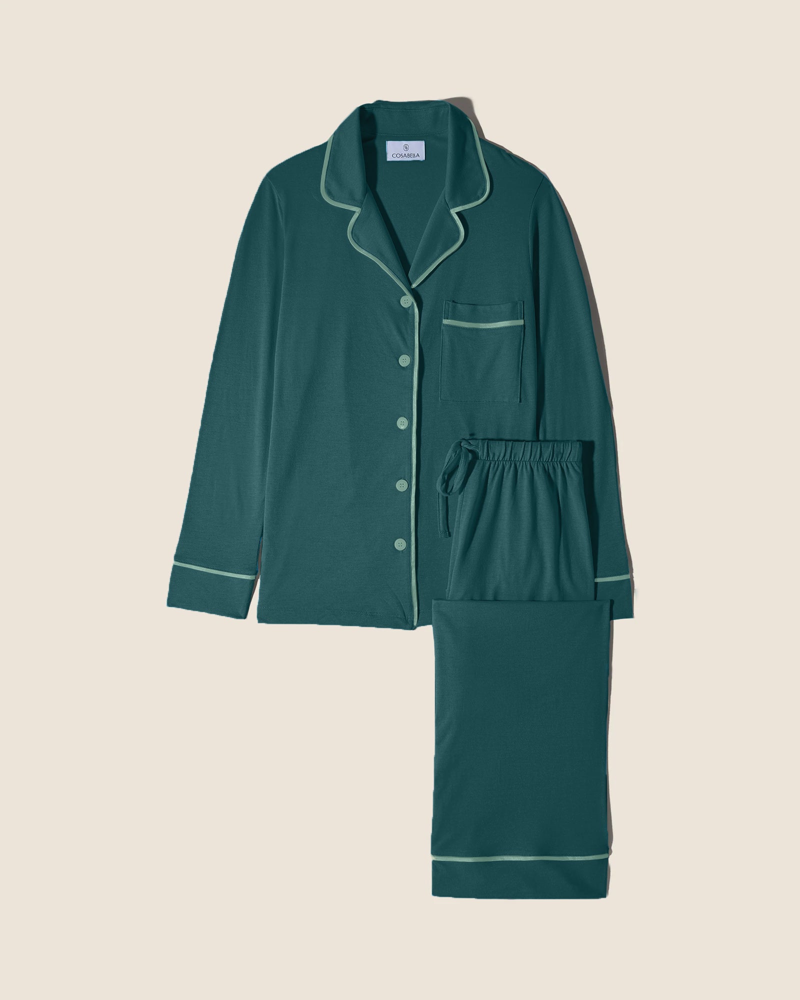 Verde Conjuntos - Bella Conjunto De Pijama Petite Con Camisa De Manga Larga Y Pantalones