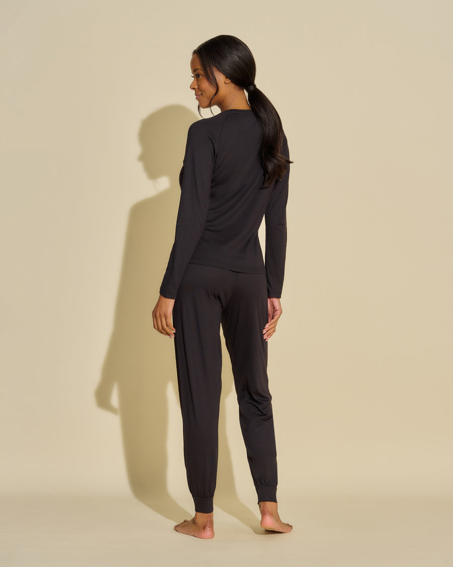 Noir Ensemble - Bella Ensemble Top Et Pantalon De Jogging À Manches Longues