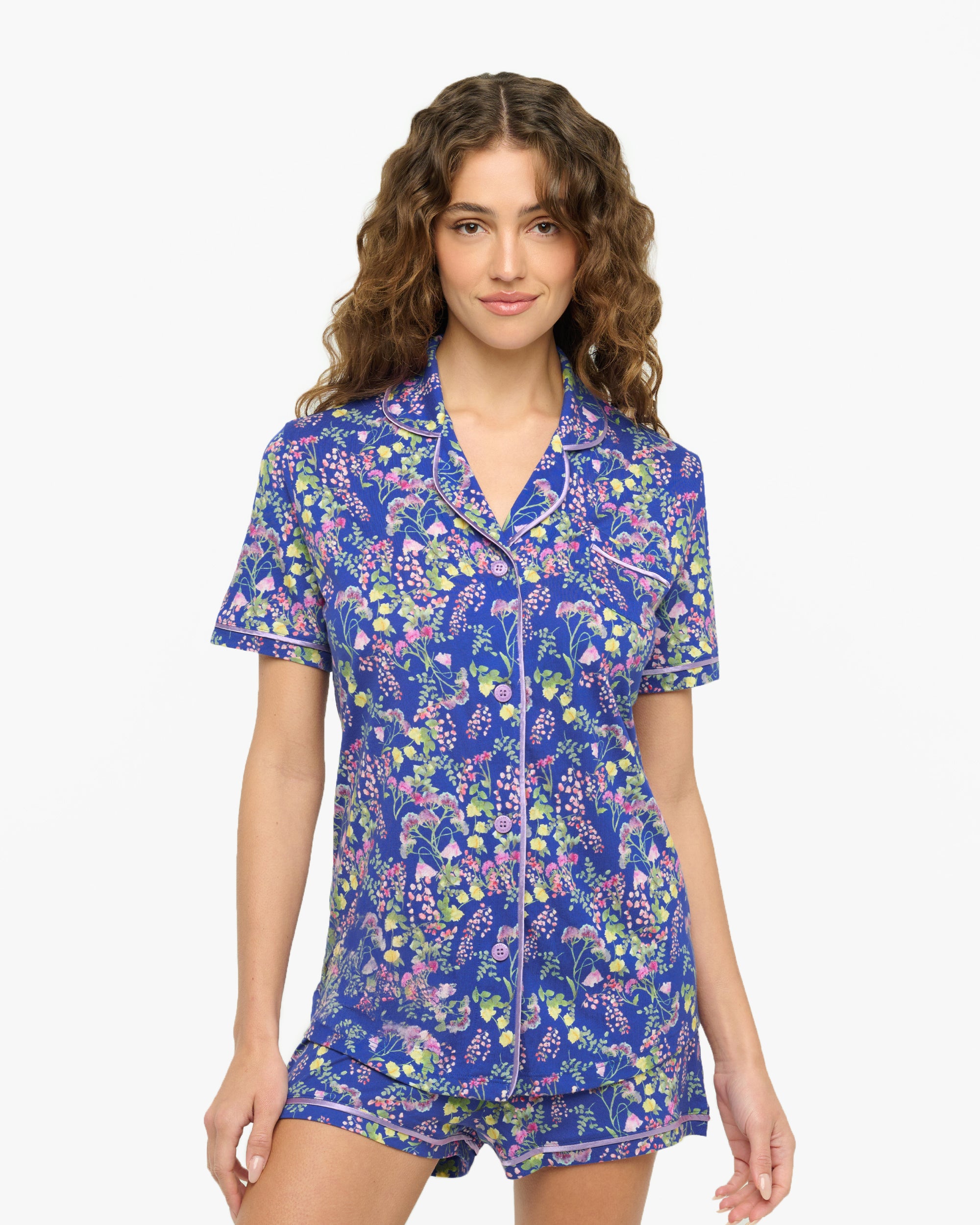 Gedruckt Set - Bella Printed Kurzärmeliges Top & Boxer Pyjama-Set