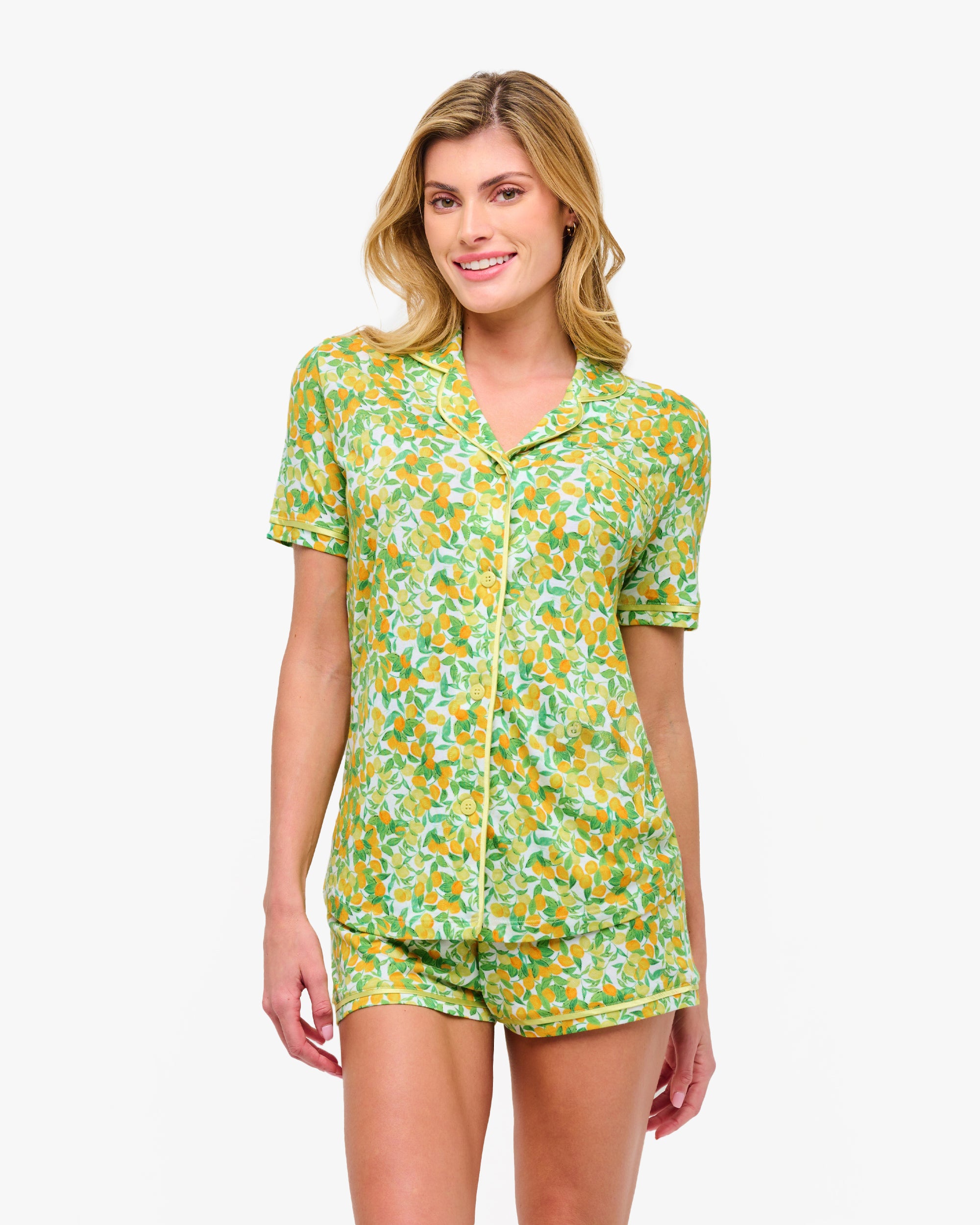 Estampado Conjuntos - Bella Printed Conjunto De Pijama Con Camisa De Manga Corta Y Pantalones Cortos