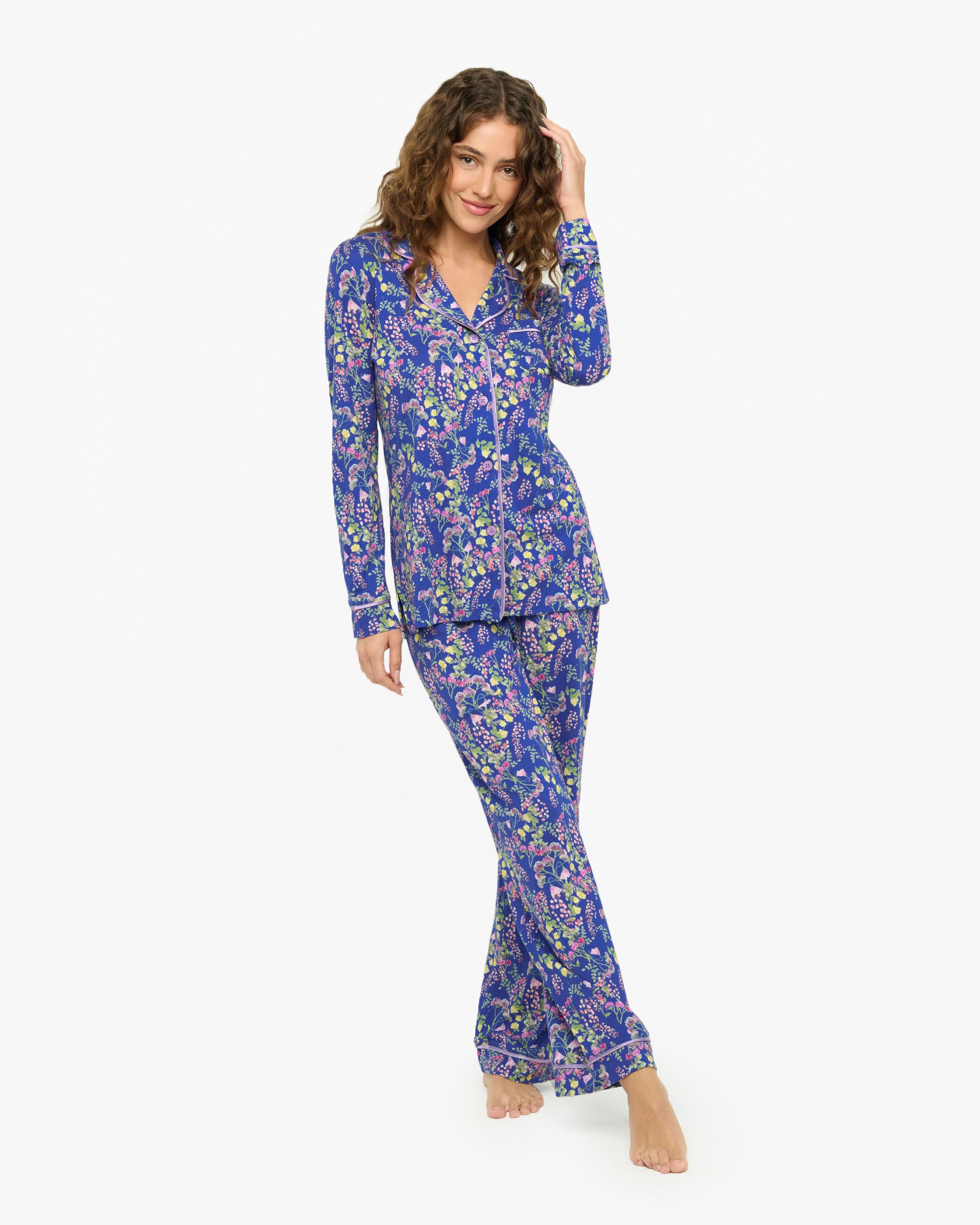Gedruckt Set - Bella Printed Langärmeliges Top & Hose Pyjama-Set