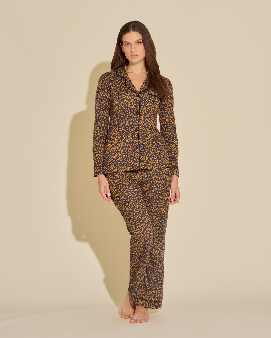 Black Set - Bella Printed Long Sleeve Top & Pant Pajama Set