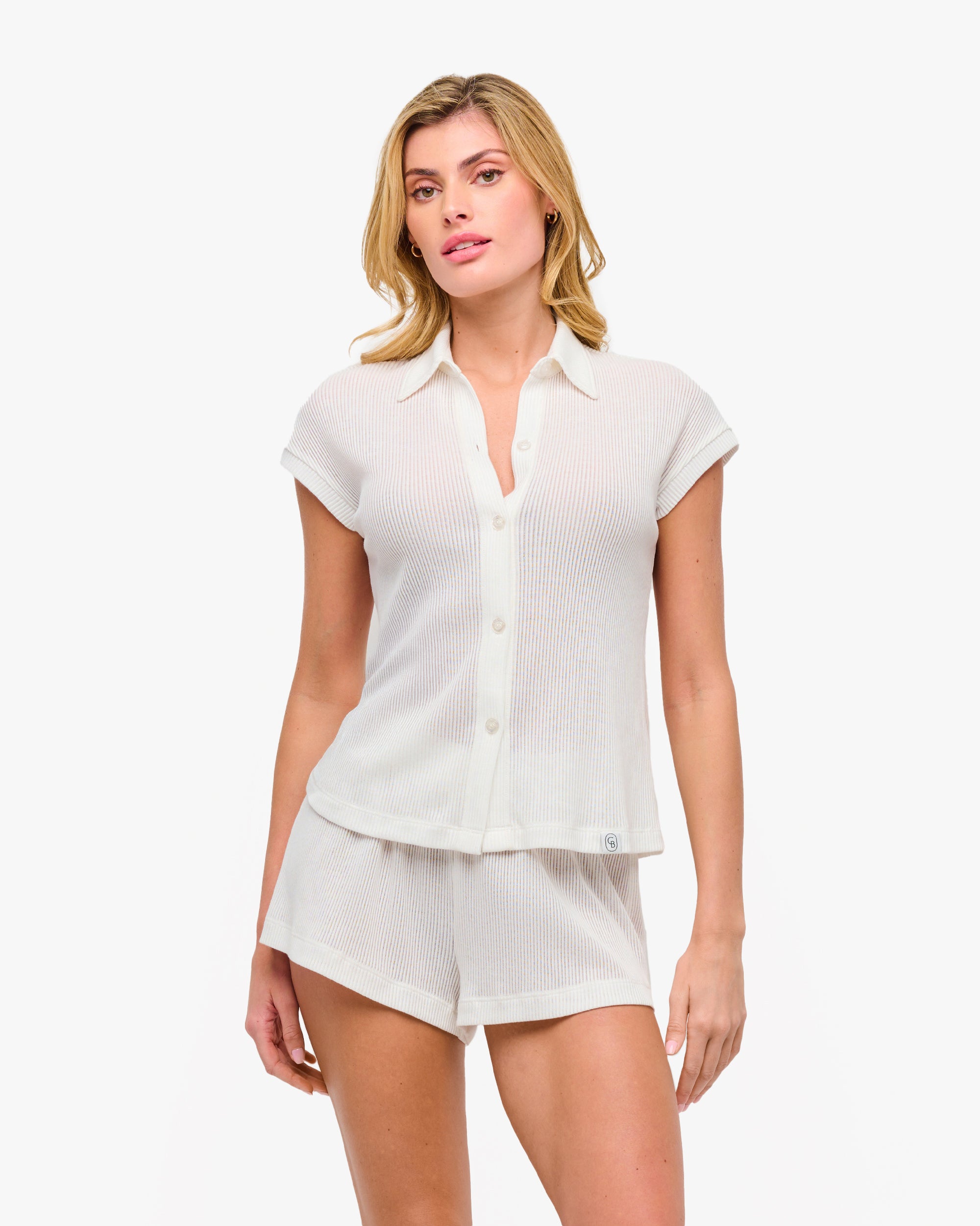 Blanca Tops - Armonia Camisa De Manga Corta De Algodón