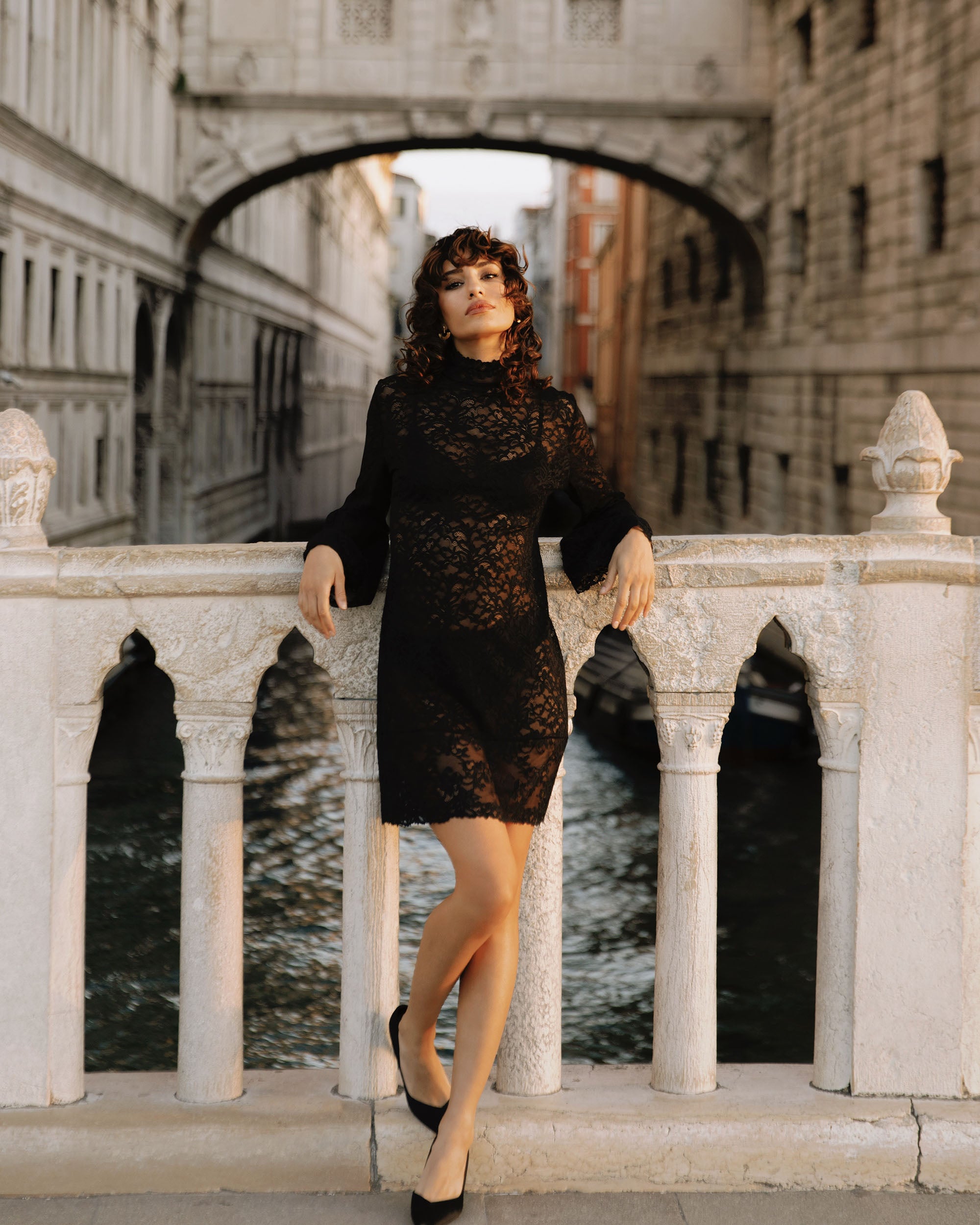 Noir Robe - Carmela Robe À Manches Longues