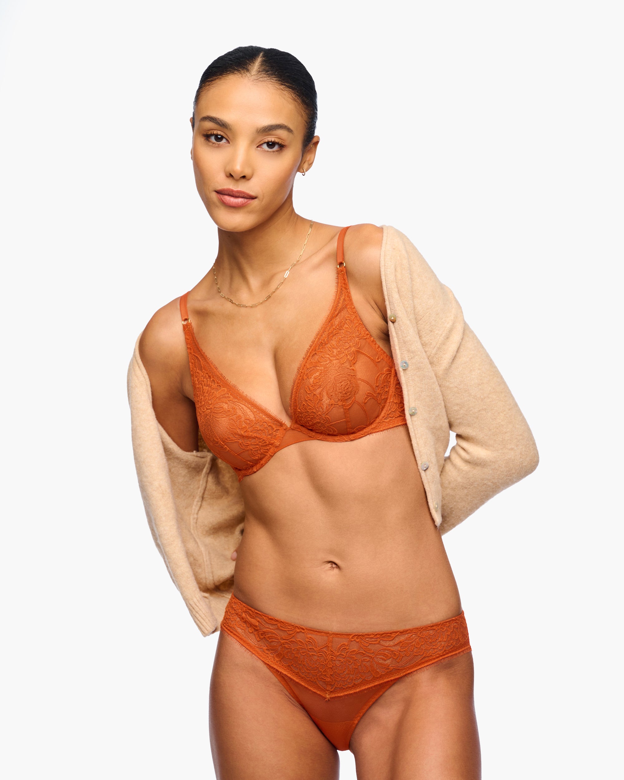 Orange Bra - Crisanta Deep Plunge Bra
