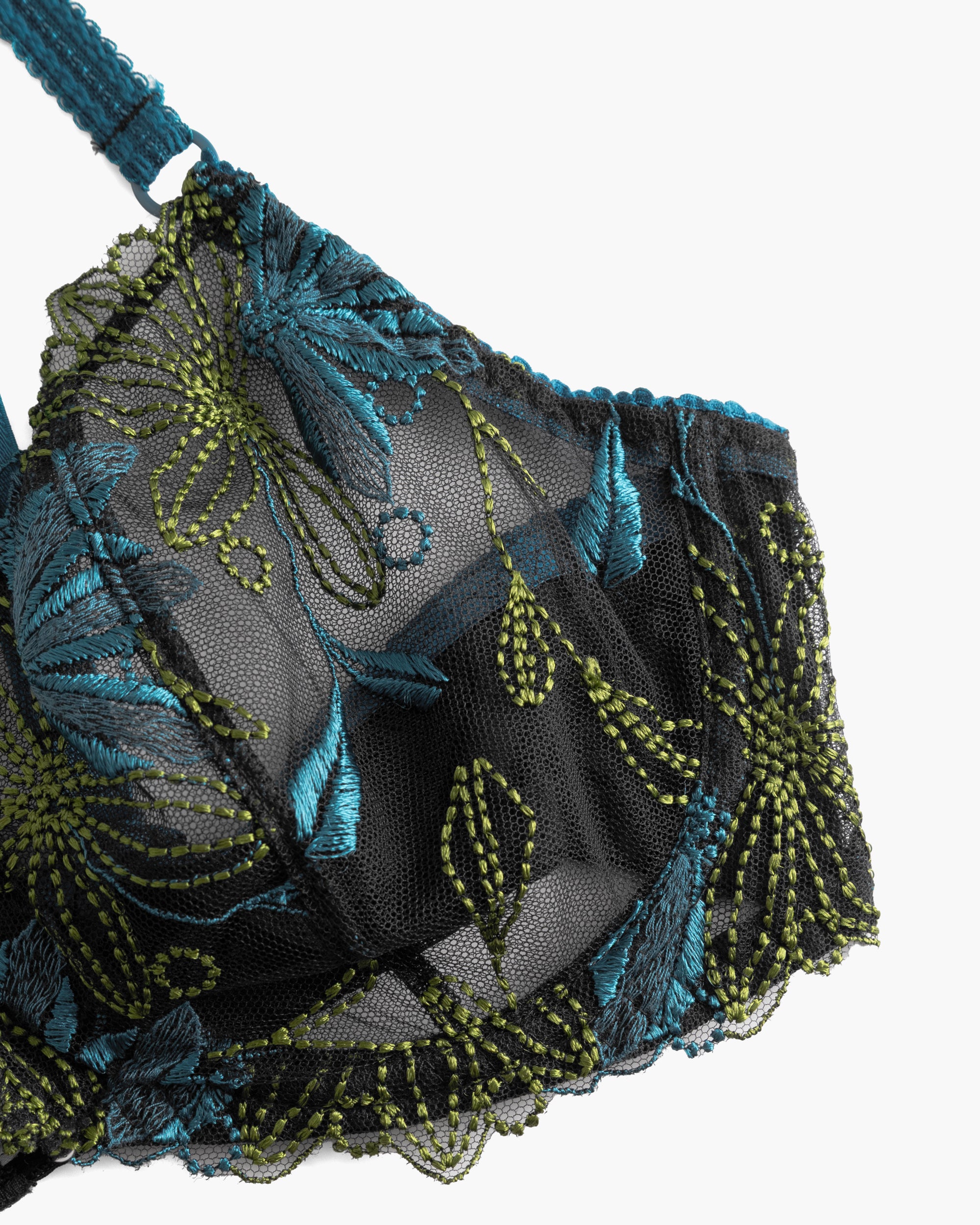 Nero Reggiseni - Fiorita Reggiseno Demi Con Ferretto