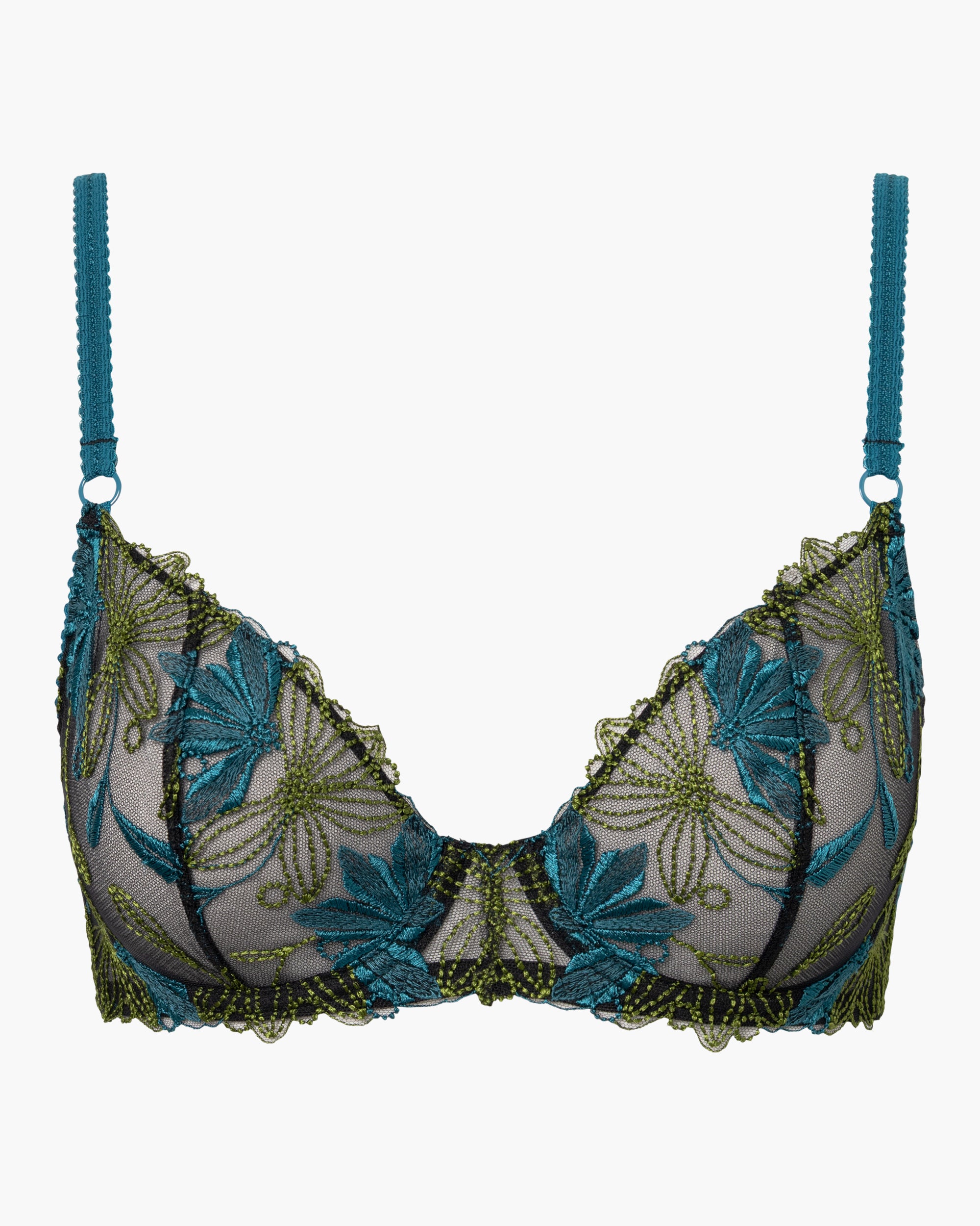 Nero Reggiseni - Fiorita Reggiseno Demi Con Ferretto