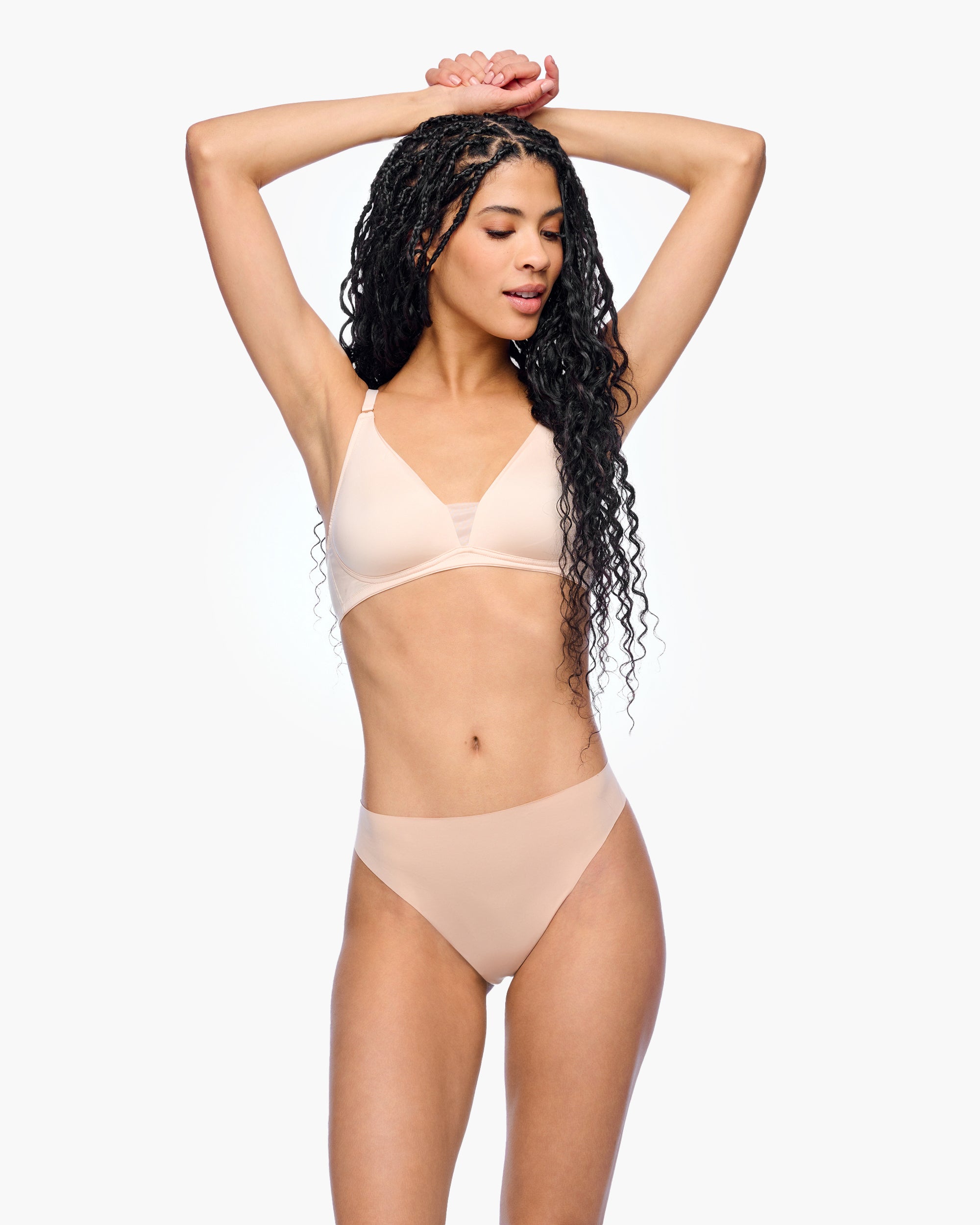 Beige Thong - Free Cut Micro High Waisted Thong