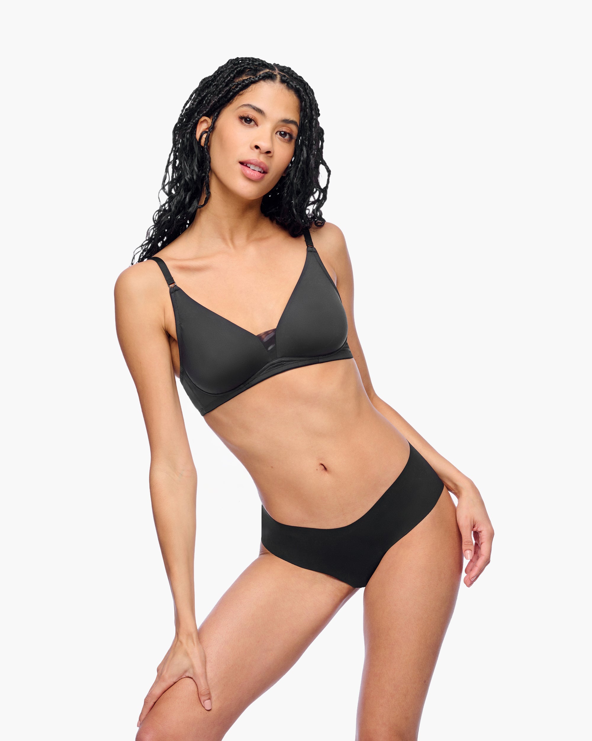 Schwarz Slip - Free Cut Micro Hochgeschnittener Bikini