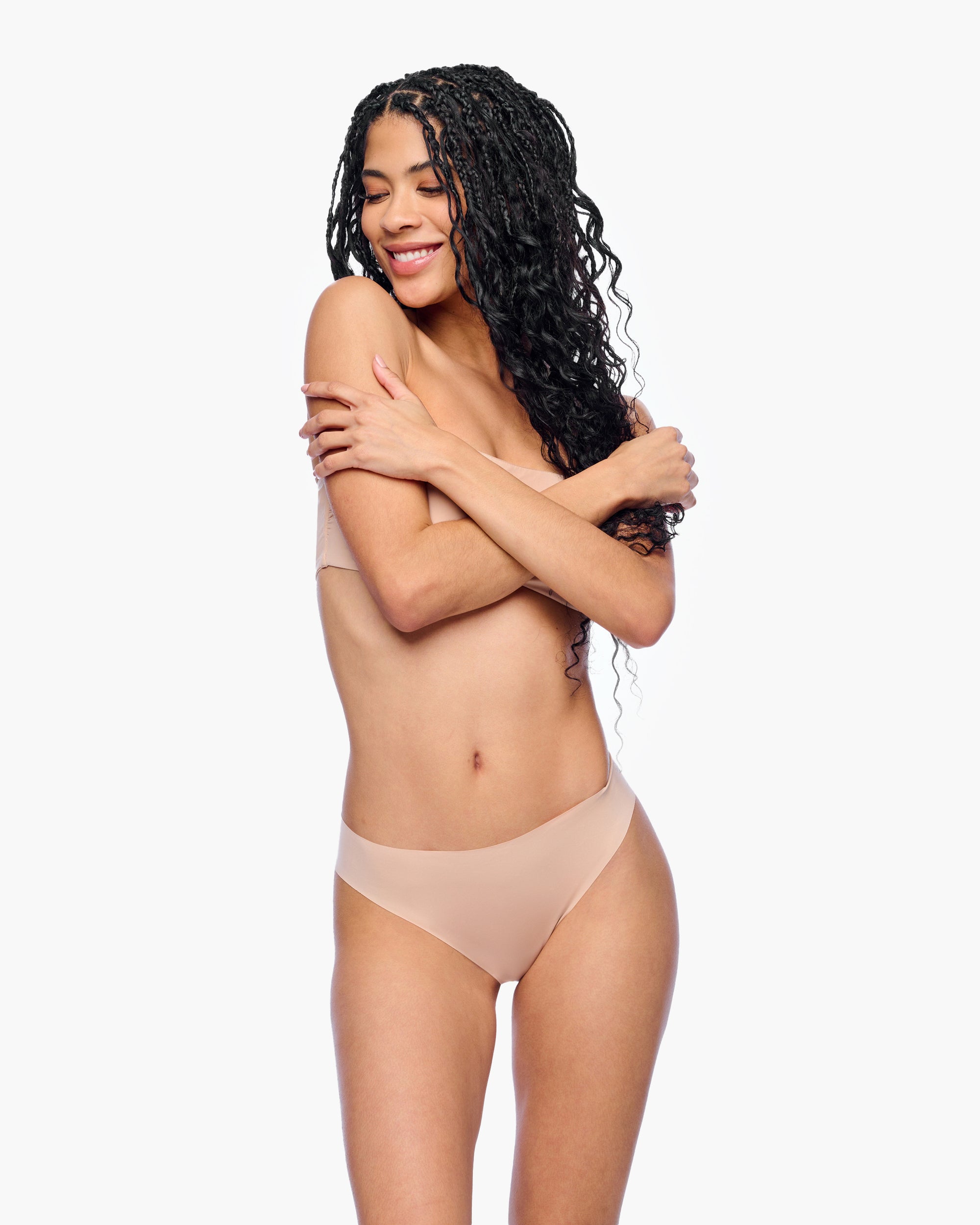 Beige Braguitas Tipo Bikini - Free Cut Micro Braguita Estilo Bikini De Talle Alto