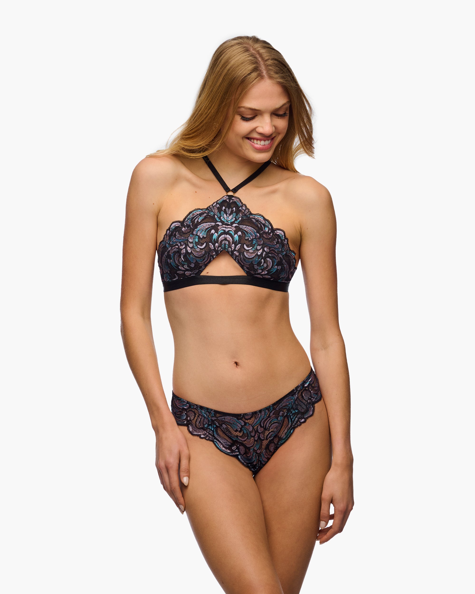Schwarz Bralette - Lianella Bralette Mit Hohem Ausschnitt