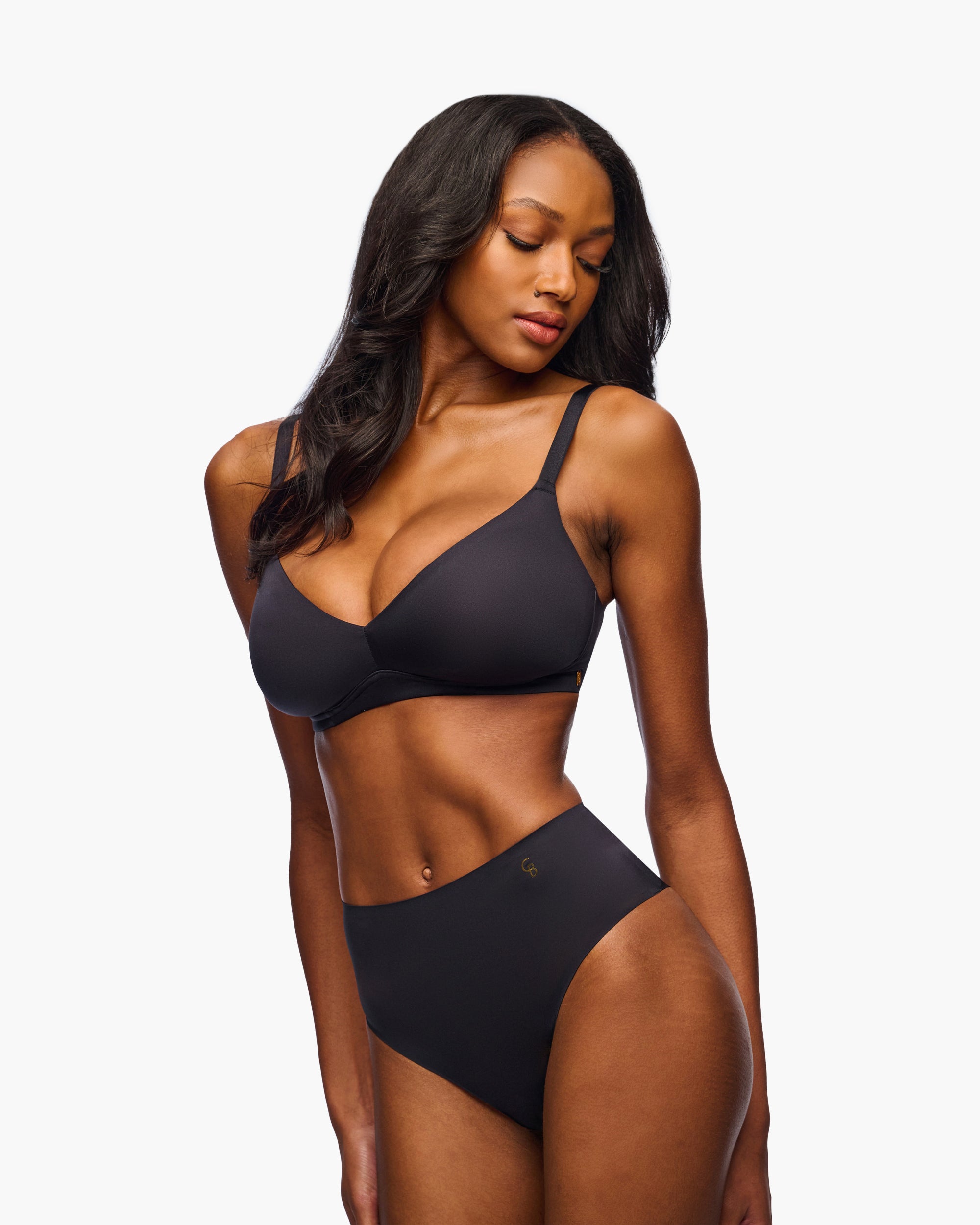 Noir Culotte Style Bikini - Lisciante Bikini Taille Haute
