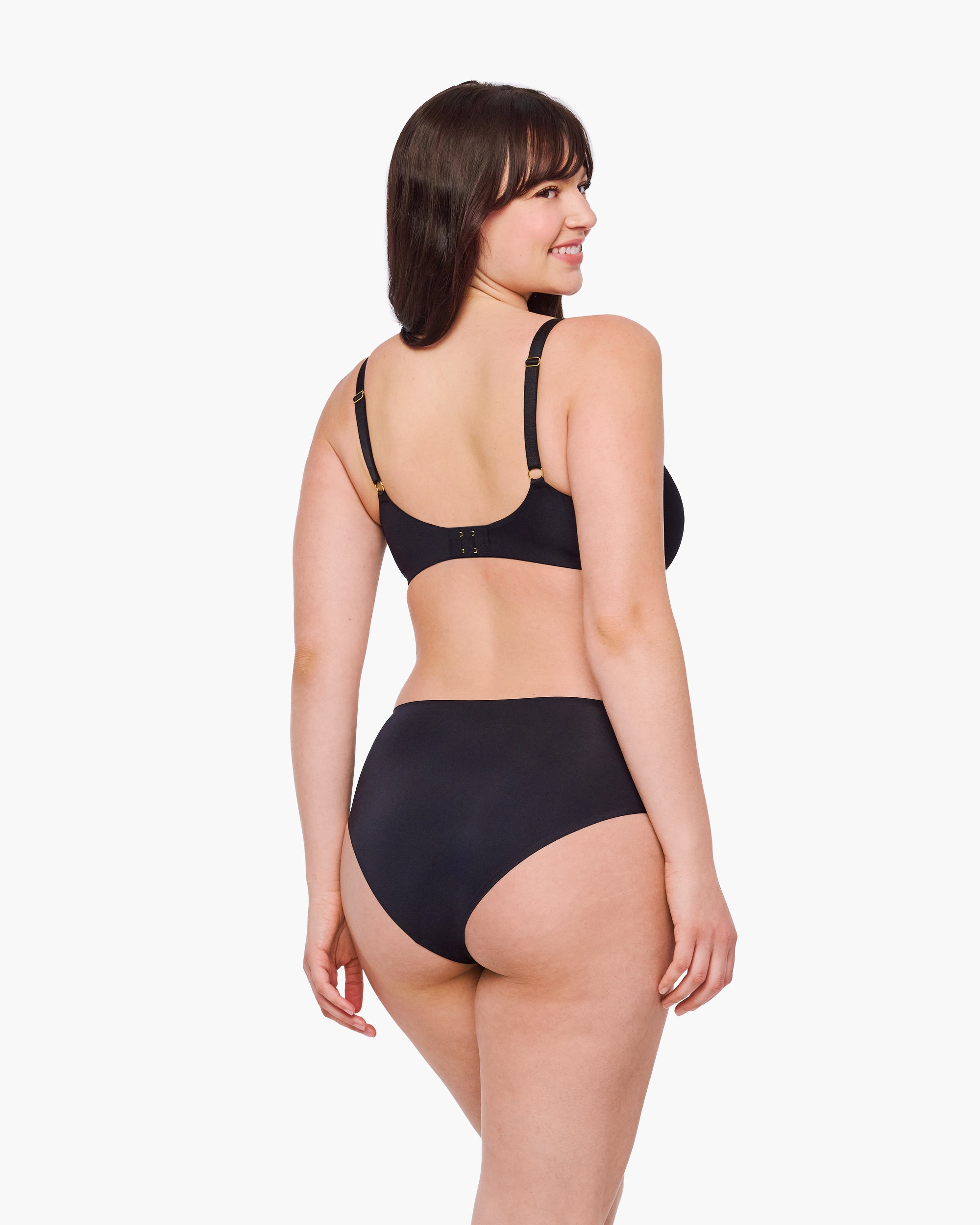 Nero Slip Sgambati - Lisciante Bikini A Vita Alta