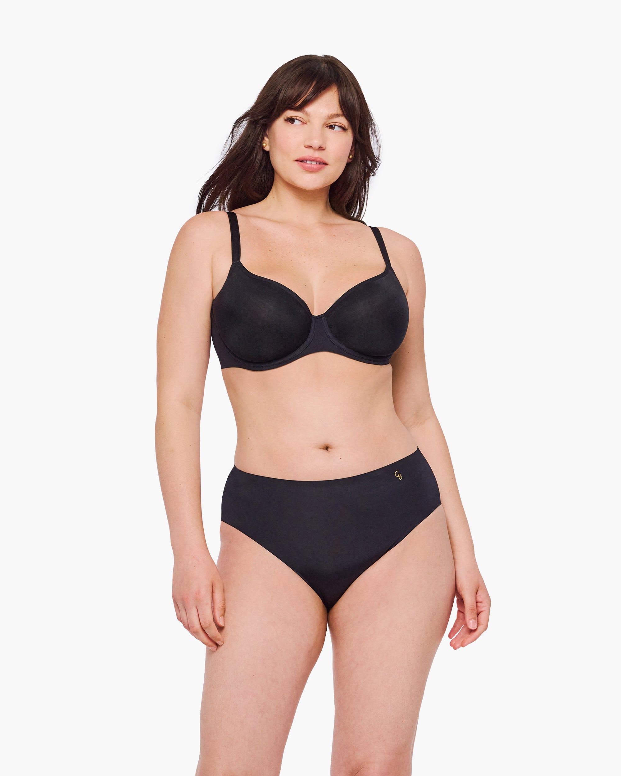 Noir Culotte Style Bikini - Lisciante Bikini Taille Haute