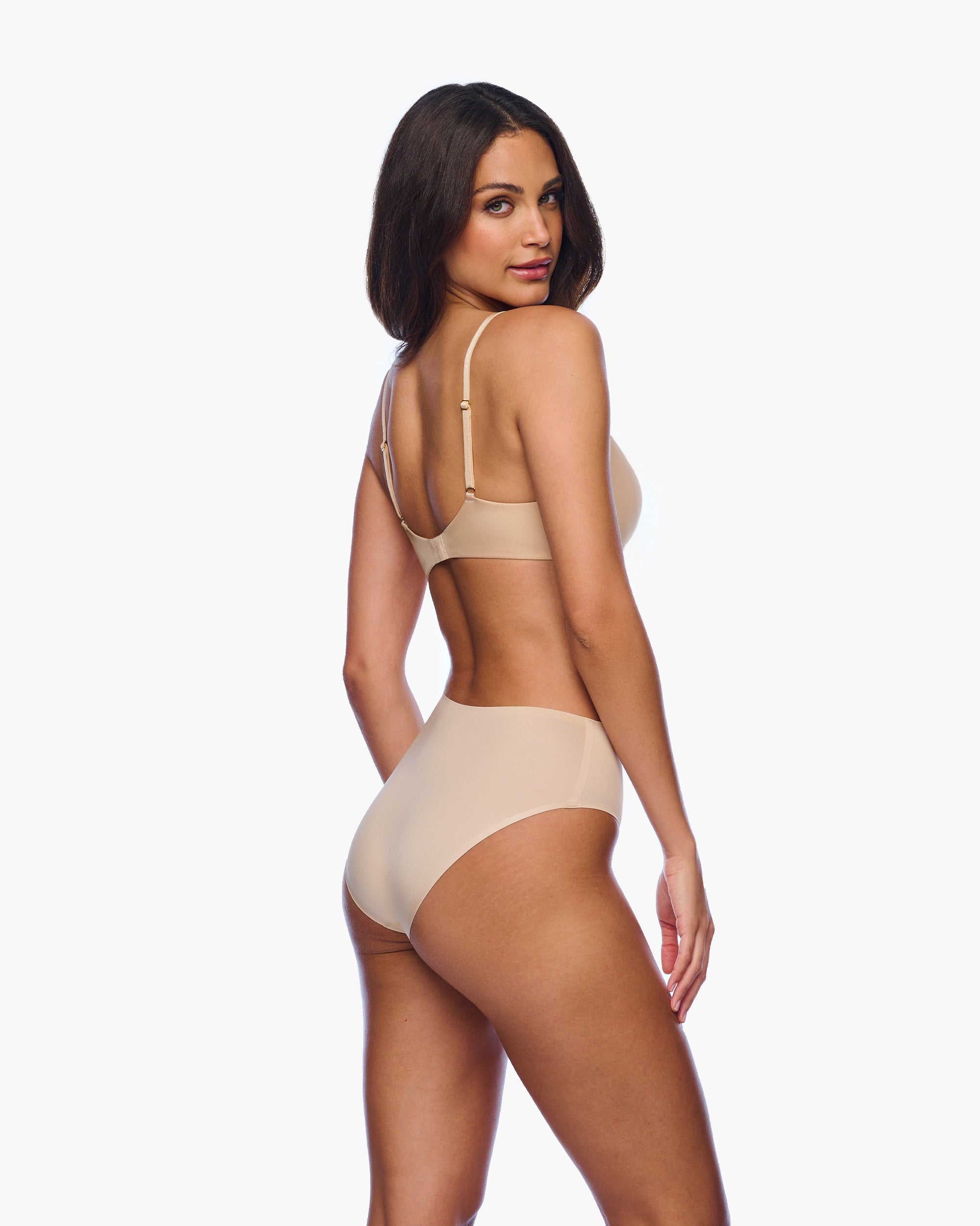 Beige Culotte Style Bikini - Lisciante Bikini Taille Haute