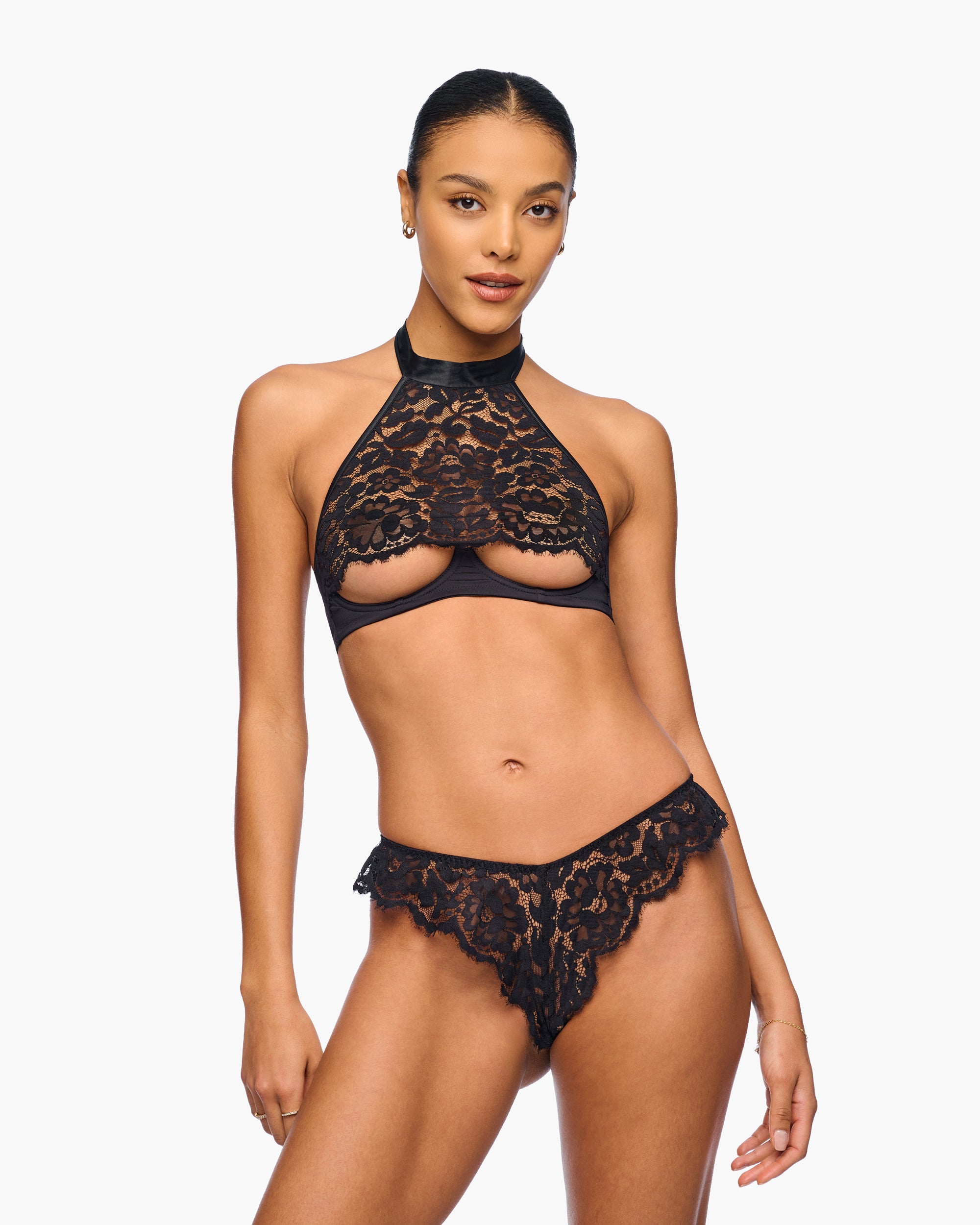 Black Bra - Magnolia Open Cup Halter