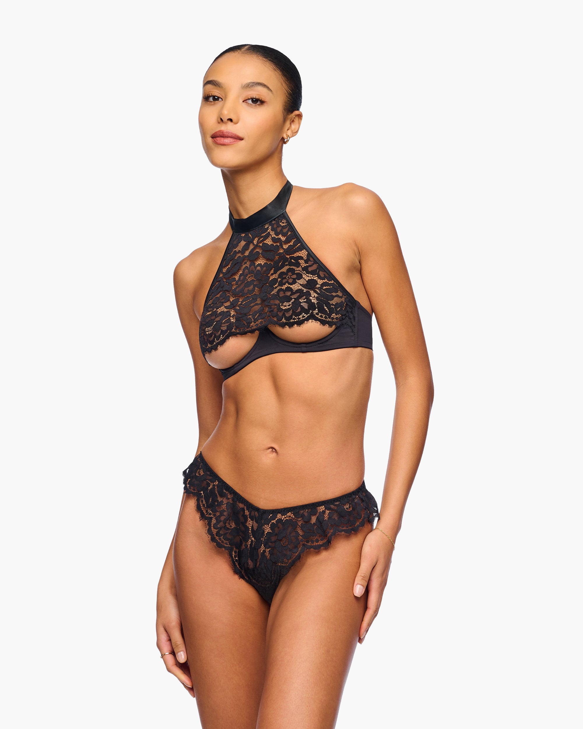 Black Bra - Magnolia Open Cup Halter