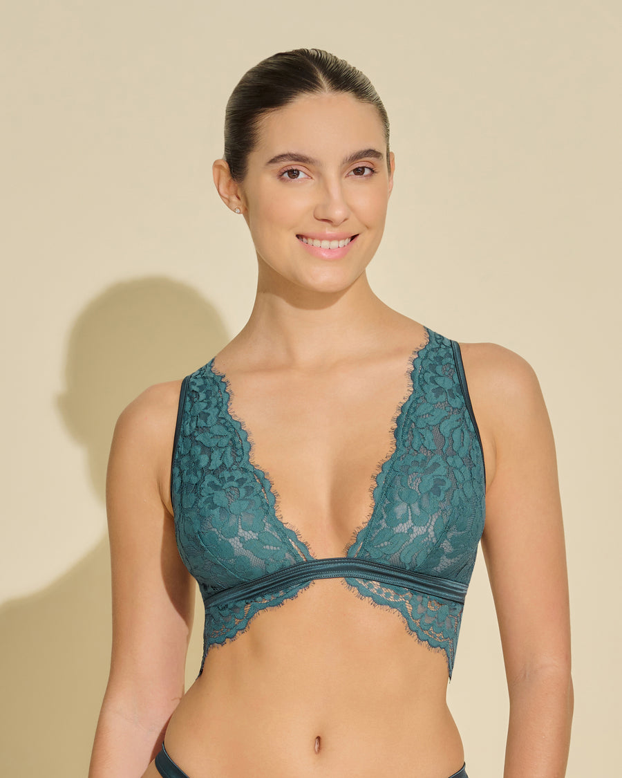 Verde Bralette - Magnolia Bralette Con Copas Triangulares Grandes