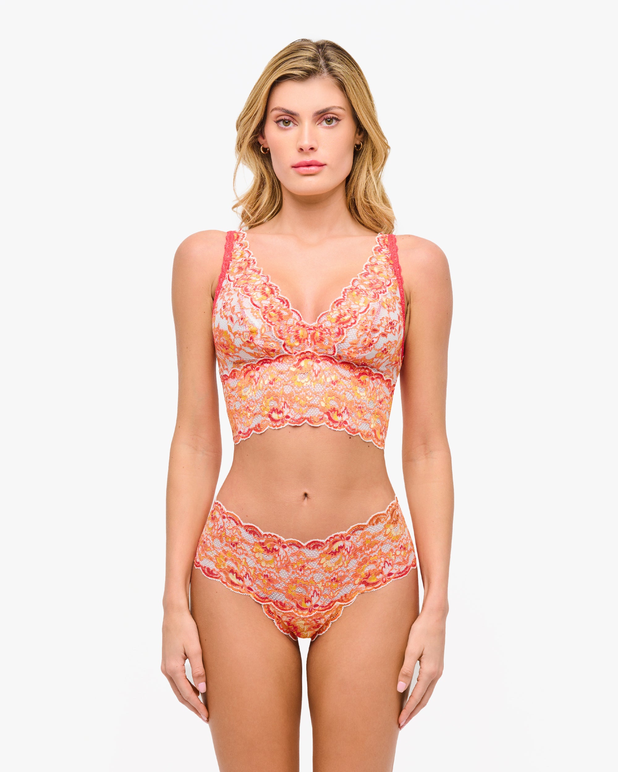 Orange Bralette - Never  Say Never Ombre Bralette Longline Plongeant