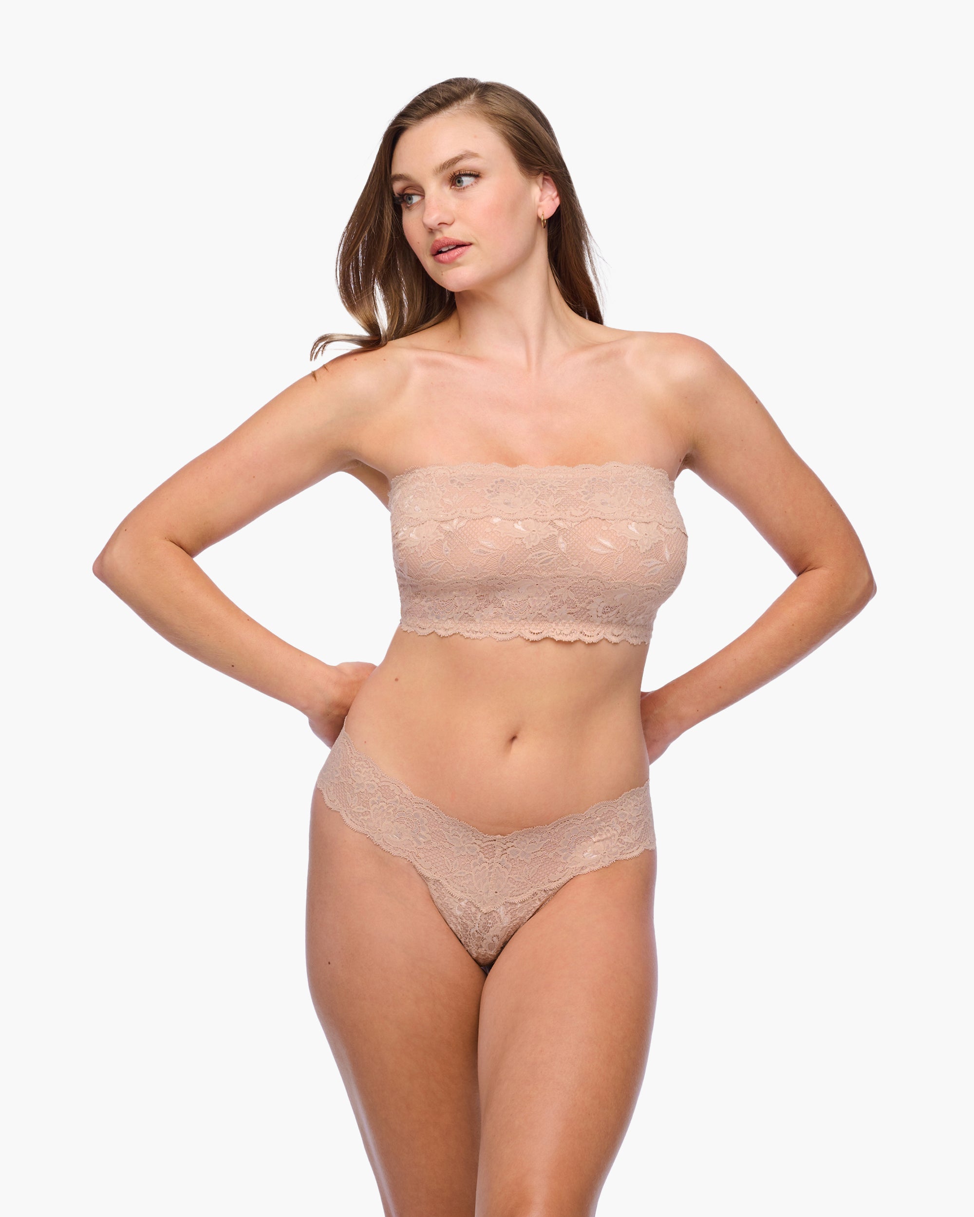 Beige Bralette - Never Say Never Curvy Flirtie Bandeau Bra