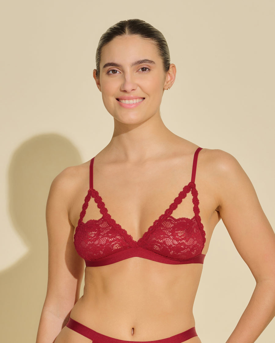 Rot Bralette - Never Say Never Peek-A-Boo Bh