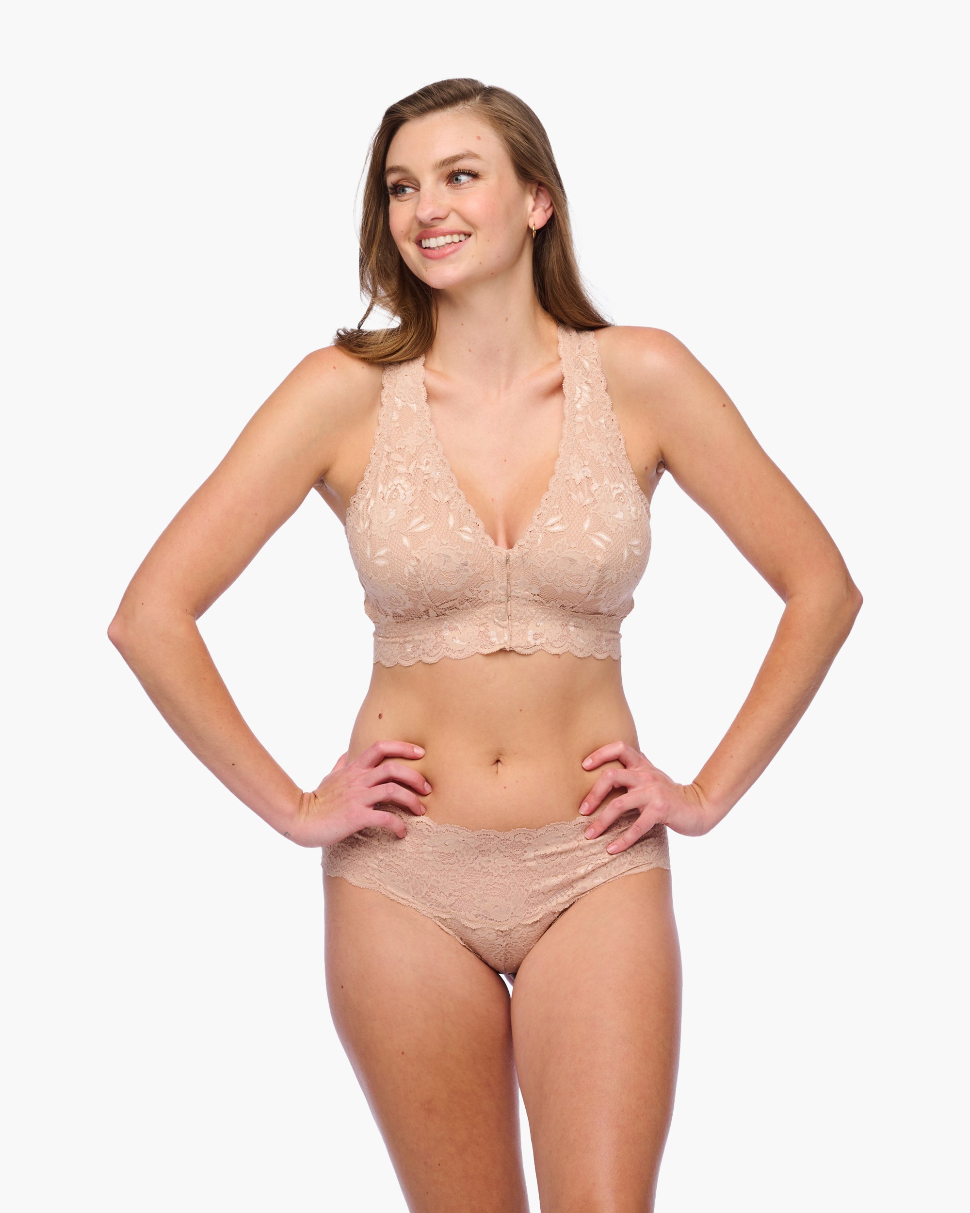 Beige Bralette - Never Say Never Bralette Curvy Per Post-Intervento Con Chiusura Sul Davanti