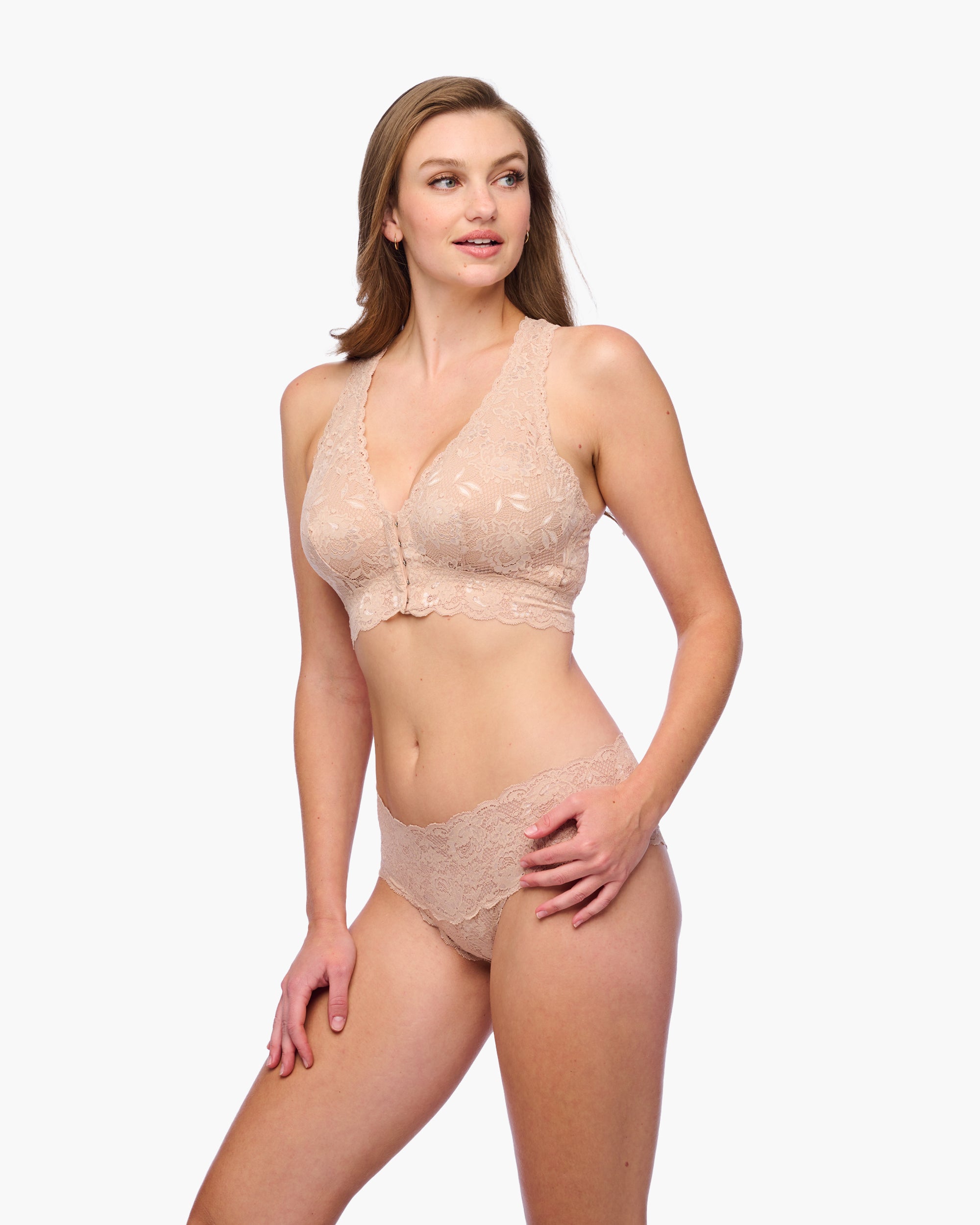 Beige Bralette - Never Say Never Bralette Curvy Per Post-Intervento Con Chiusura Sul Davanti