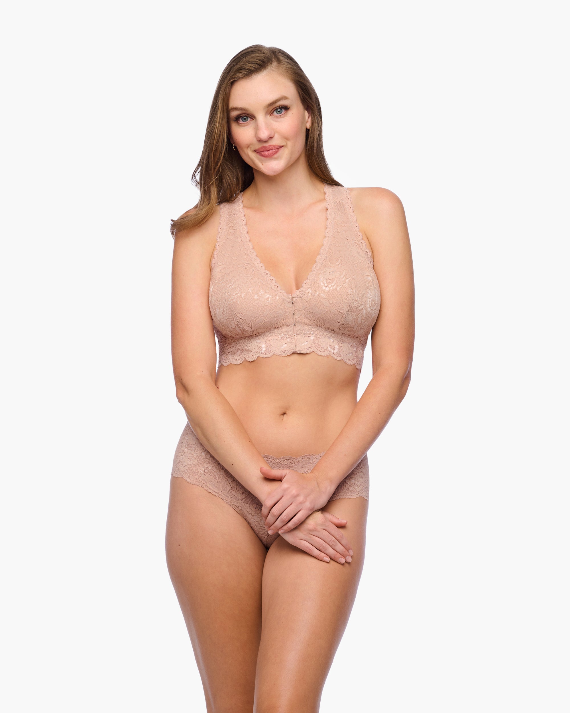 Beige Bralette - Never Say Never Bralette Para El Postoperatorio Con Cierre Frontal Curvy