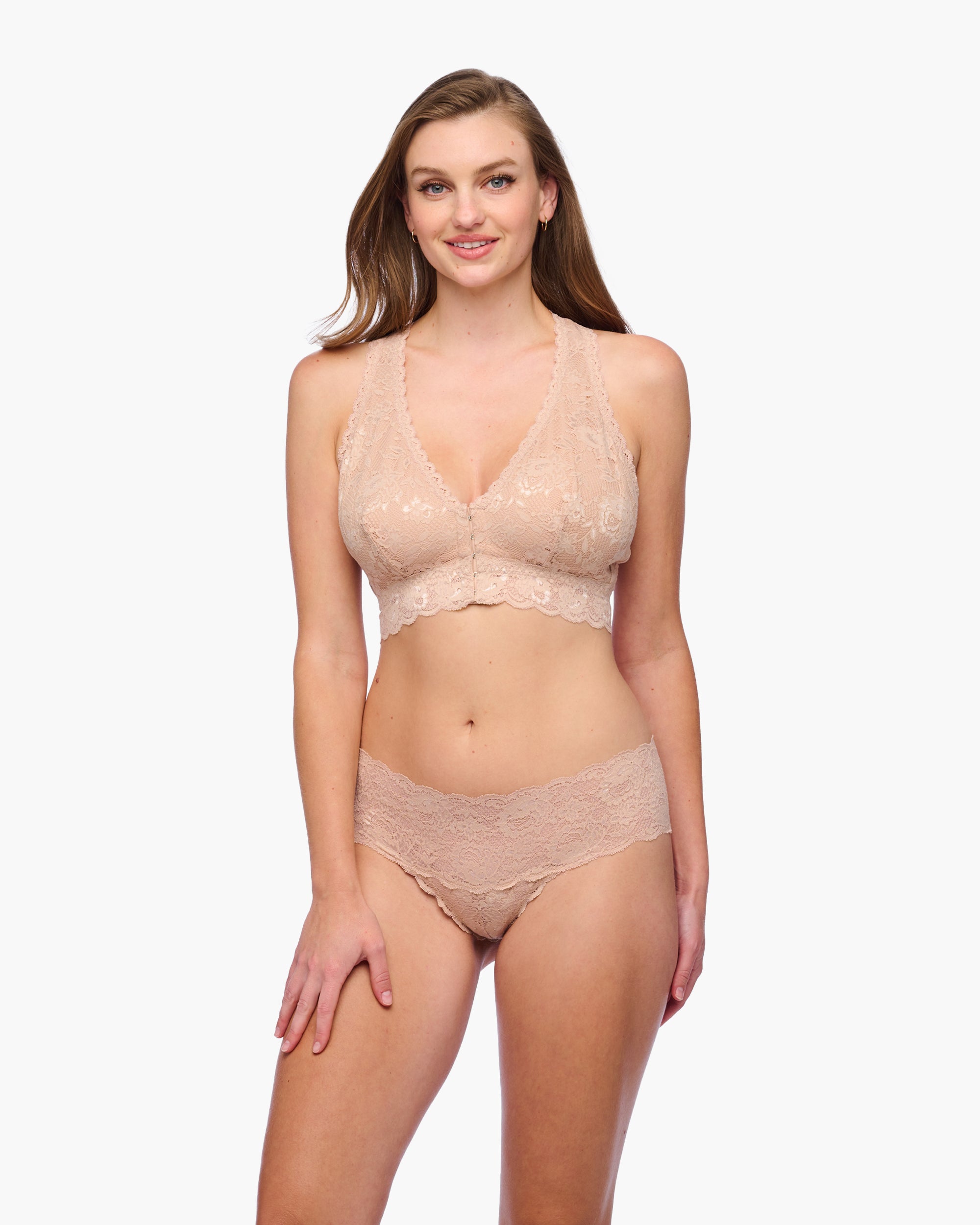 Beige Bralette - Never Say Never Bralette Curvy Con Chiusura Sul Davanti Per Post-Intervento