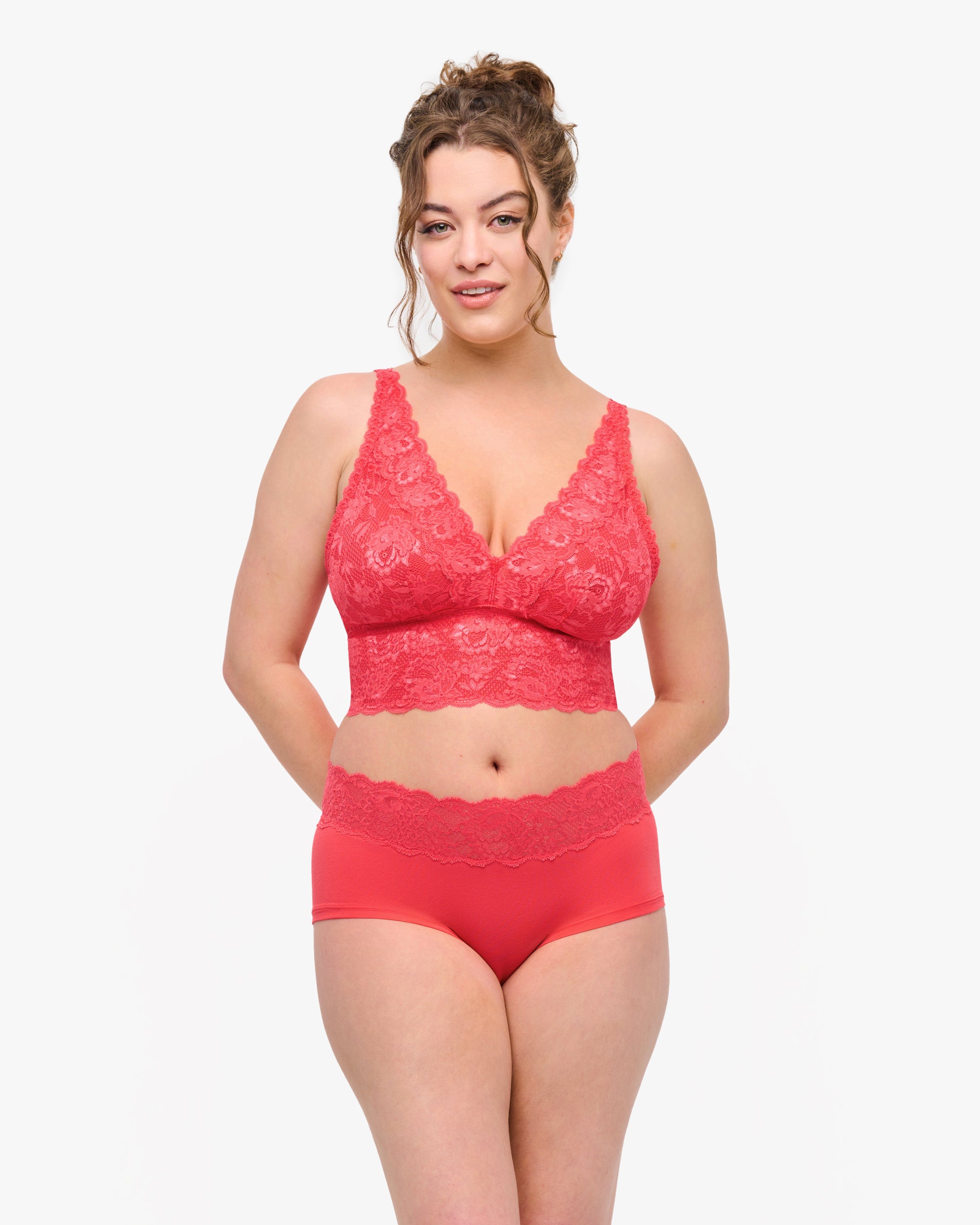 Pink Bralette - Never Say Never Curvy Plungie Longline Bralette